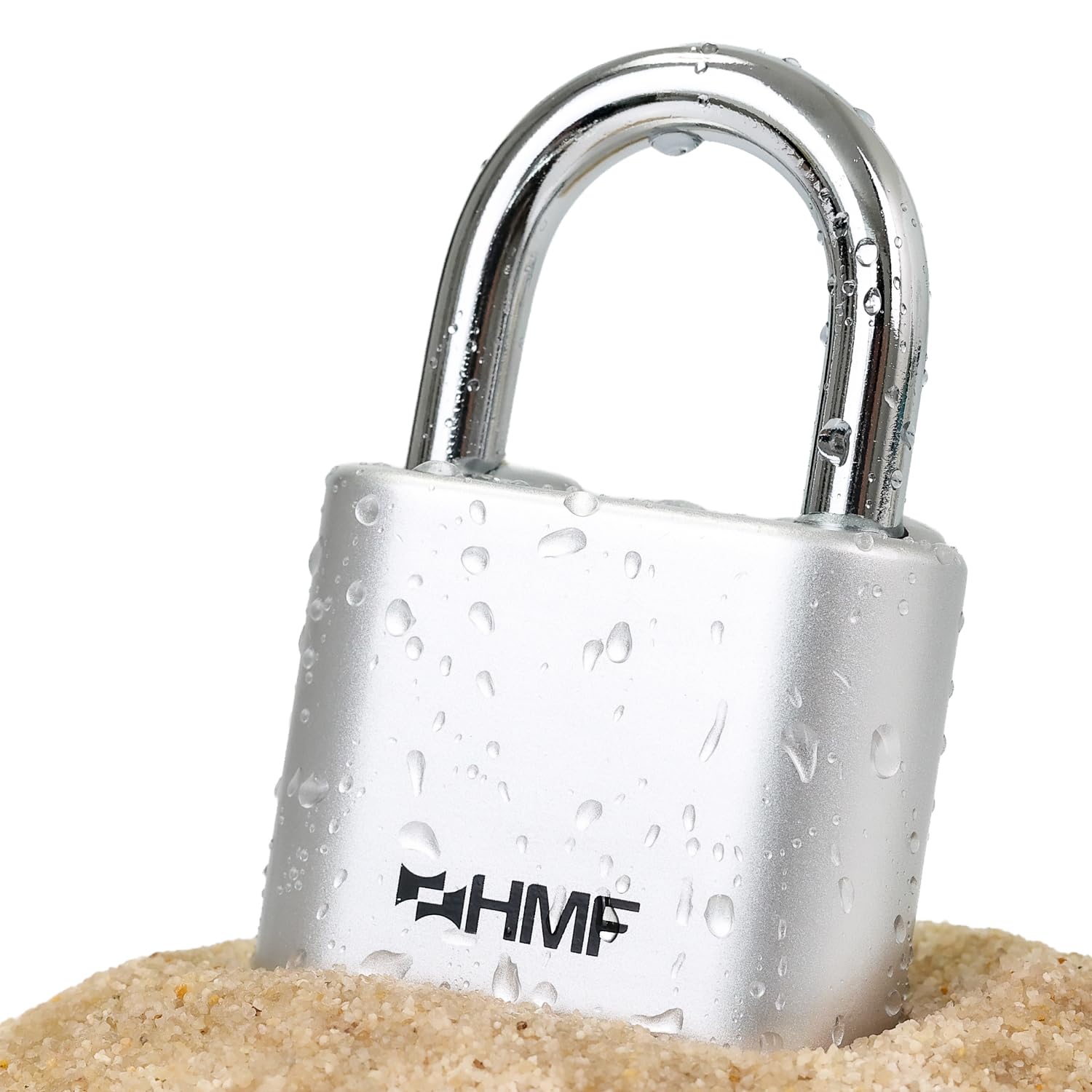 HMF Combination Padlock, Robust 4-Digit Number Combination Lock at Zinc Alloy, Silver, Basic - Image 3