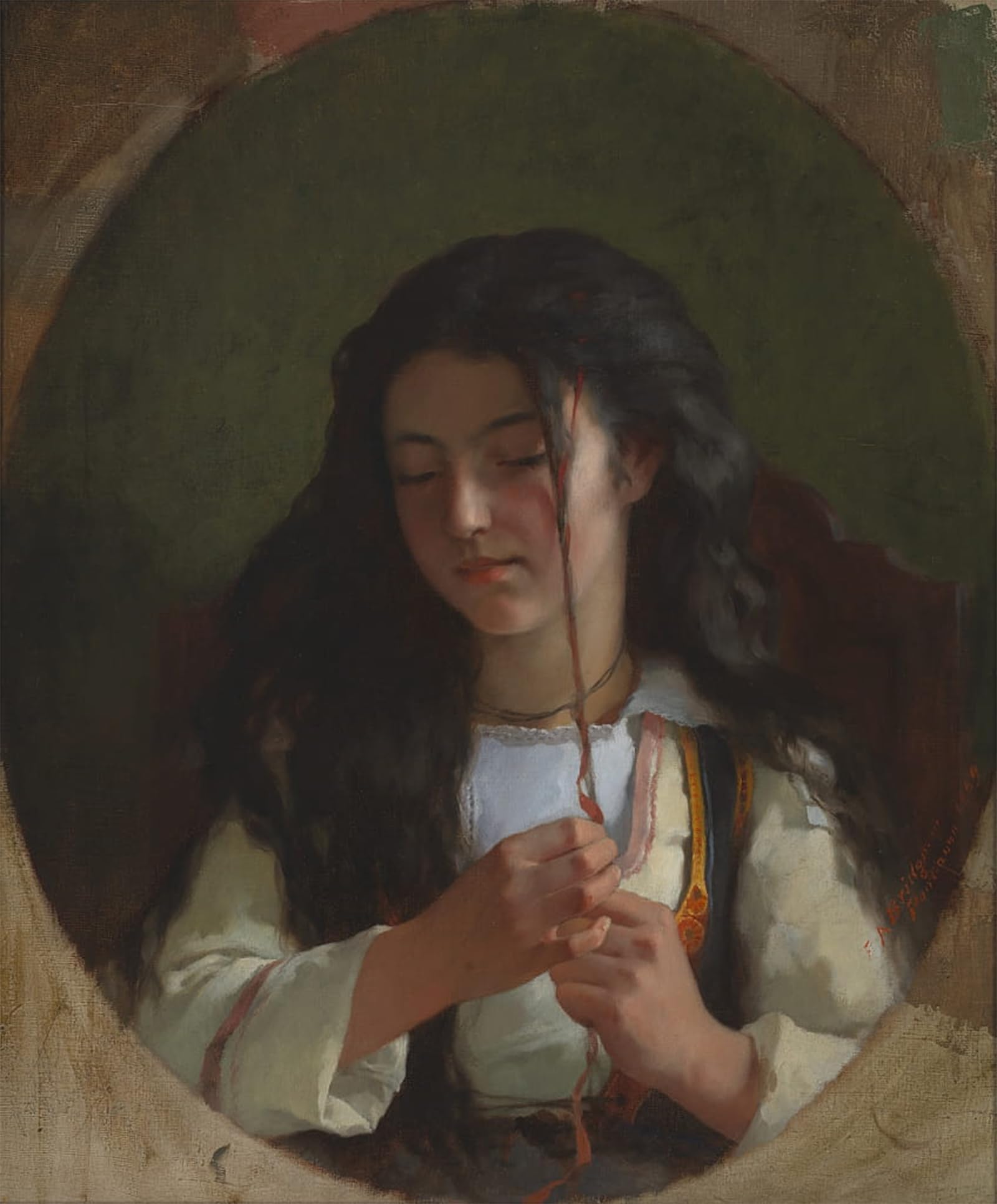 SERENDIPITP Retro Picture Poster Wall Art Pictures Painting Study of a Young Girl Pont Aven by Frederick Arthur Bridgman Wall Art Canvas Print for Wall Decor 60x90cm