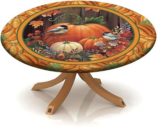 JUNTAIY Mantel redondo con borde elástico, mantel ajustable de hoja de arce otoñal, para exteriores e interiores, picnic, patio, decoración de