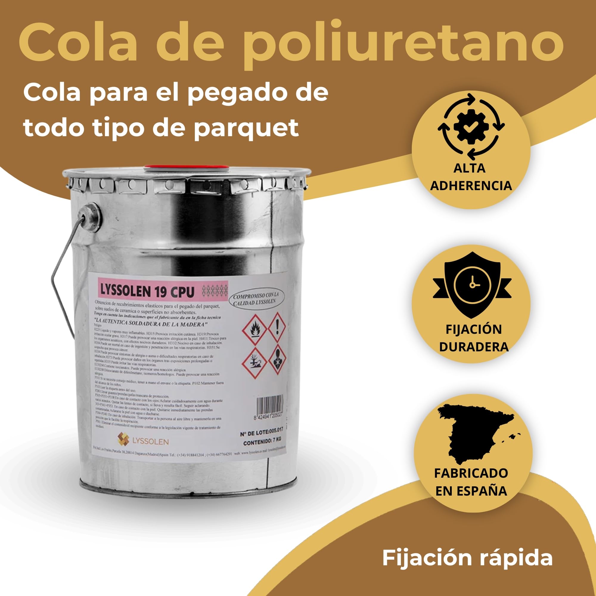 Cola de Poliuretano Extrafuerte para Madera y Parquet 0,5 kg - Adhesivo Estructural D4 Resistente al Agua - Ideal para Tarimas, Aglomerado, Chapa y Aislamiento Térmico - De Alta Densidad