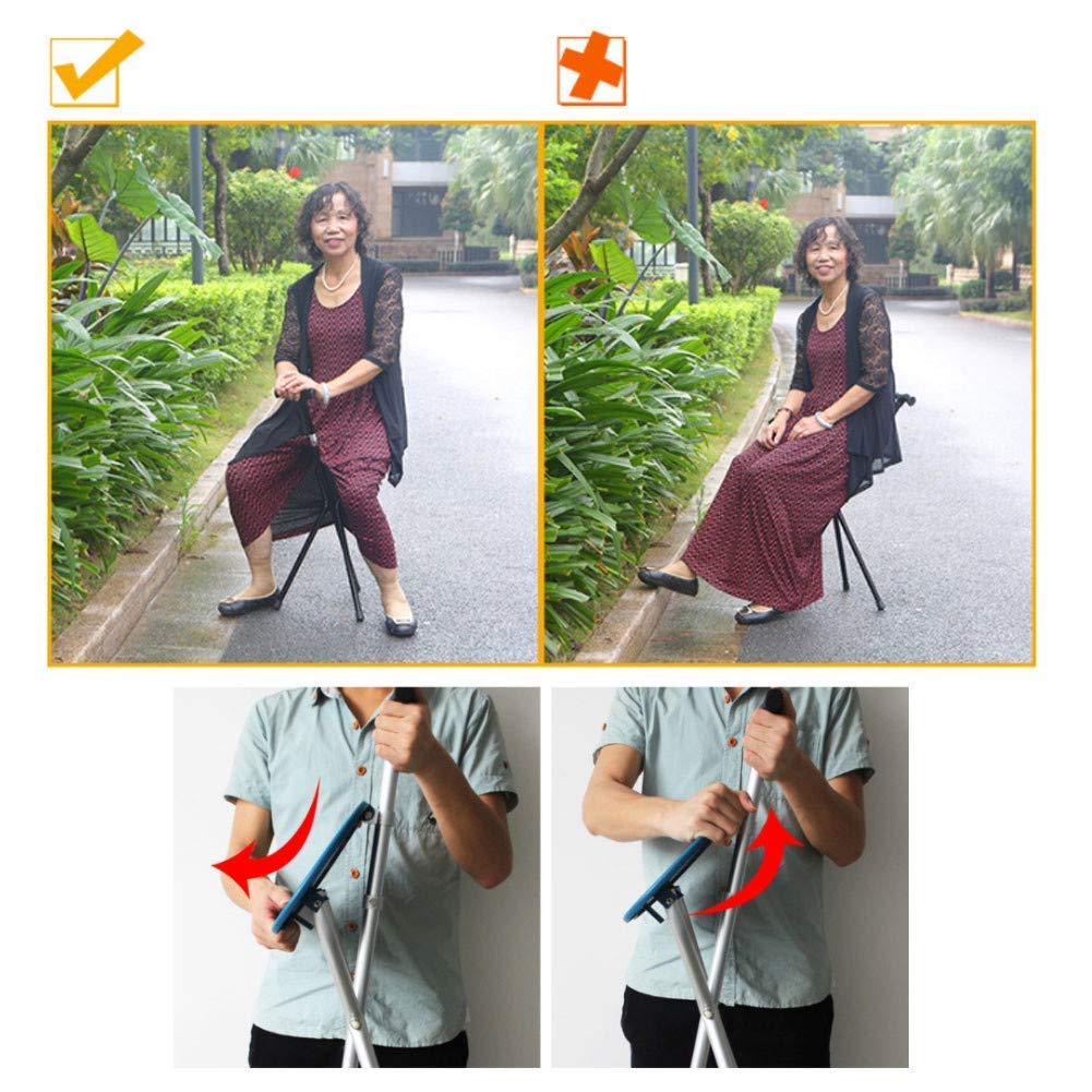 Bastone Pieghevole con Sedile, ausilio per la Mobilità Pieghevole Leggero, Ideale per Viaggi, Eventi, Passeggiate, stampelle Times
