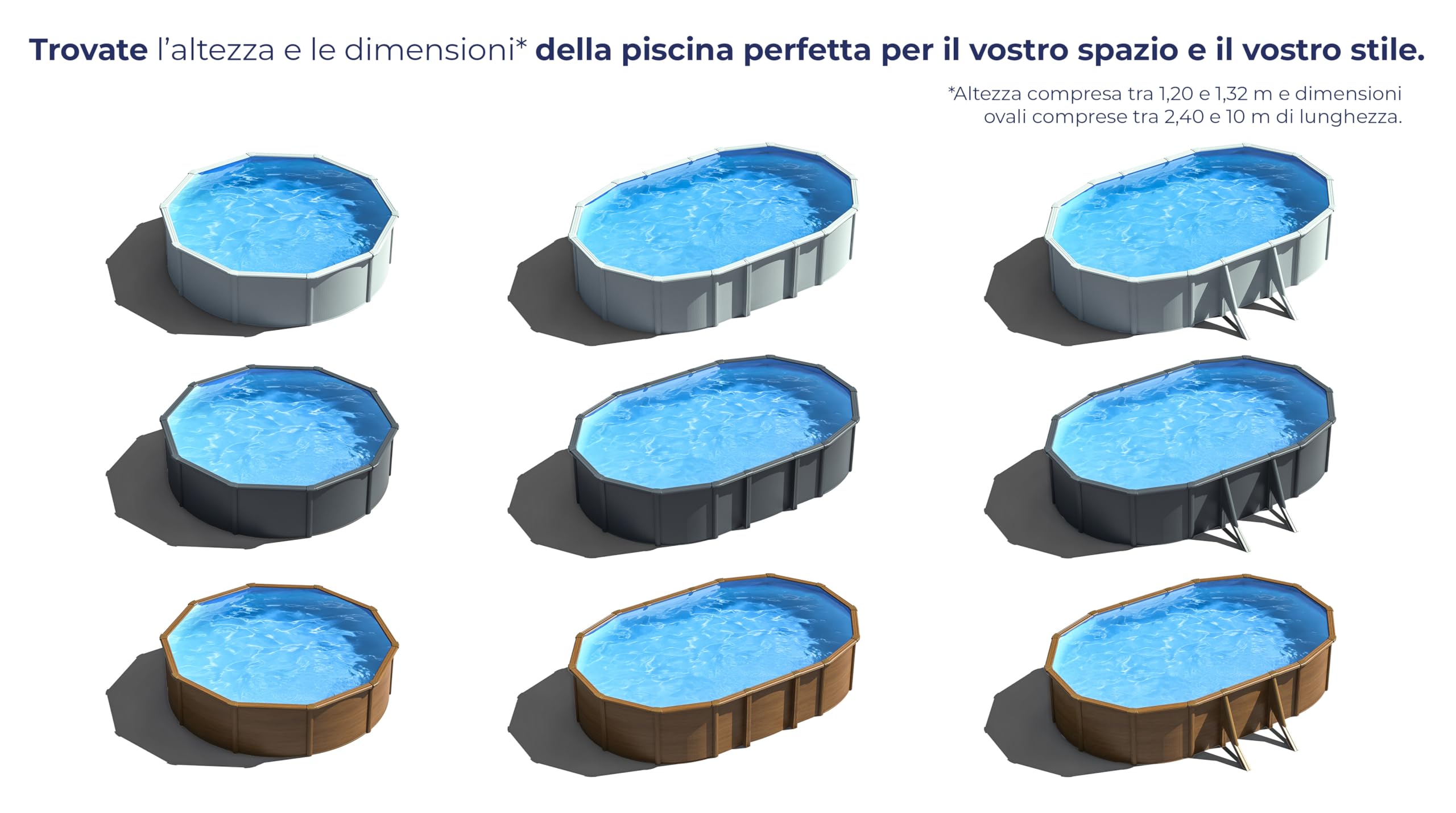 Gre Piscina in Acciaio Rotonda Sicilia Madera con Filtro a Cartuccia 300x120 cm