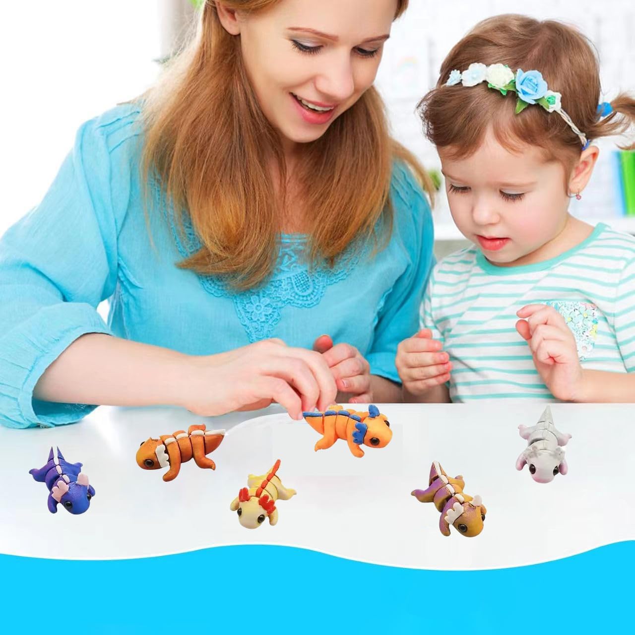 24 Pcs 3D Printed Axolotl Fidget Toy 3D Printed Small Animal Toy Flexible Cute Articulating Pet Stress Relief Fidget Toys forClassroom Rewards & Desk Decor– Fun Party Favors Doll
