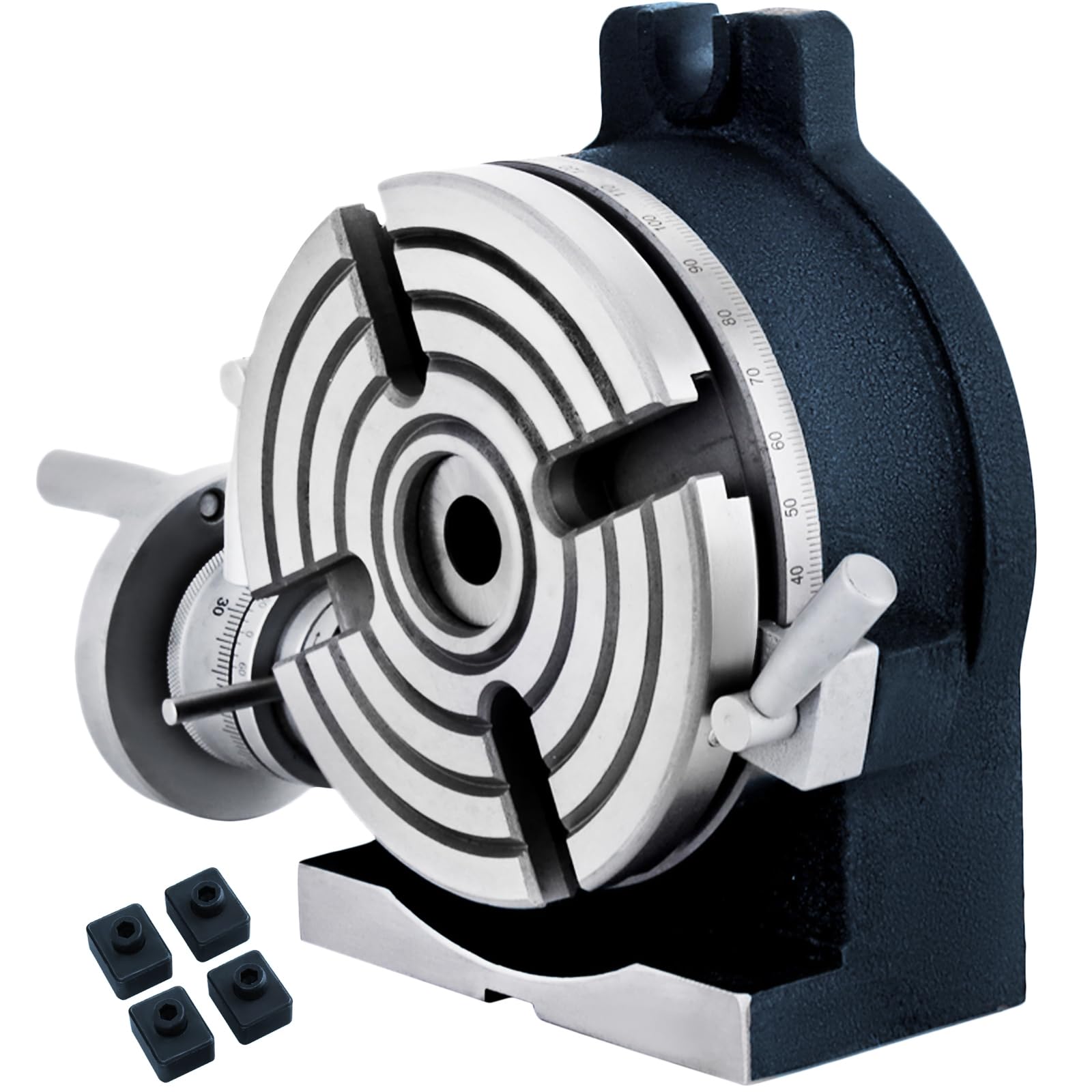 VEVOR Tavola Rotante 150 mm, Set di Piastre di Separazione a 360 Gradi, con Dimensioni di Base Orizzontali 180 x 170 mm, Altezza 80 mm, argento