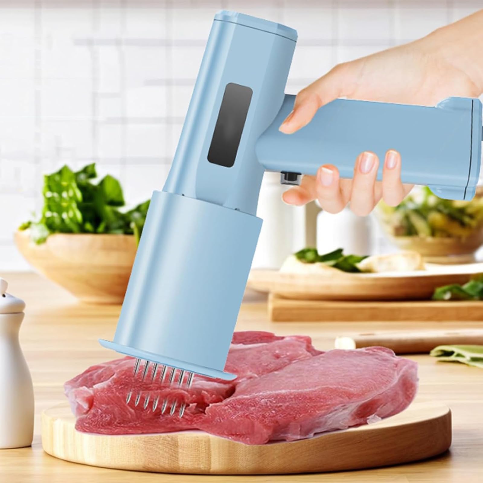 Elektrischer Fleischklopfer, Handlicher Fleischhammer mit Edelstahlnadeln für effizientes Durchstechen, IPX8 wasserdicht, ideal für die Fleischzubereitung