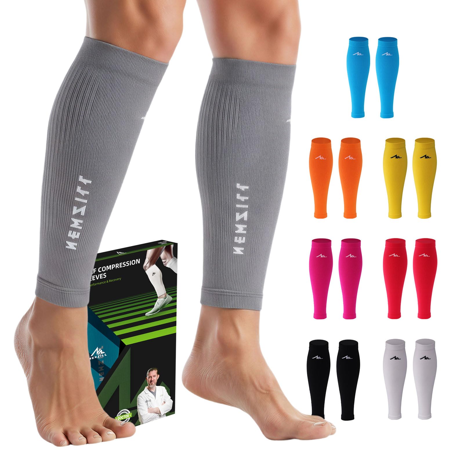 NEWZILL Compression Calf Sleeves (20-30mmHg) for Men &amp; Women Perfect Option to Compression Socks for Running Travel Nursing
