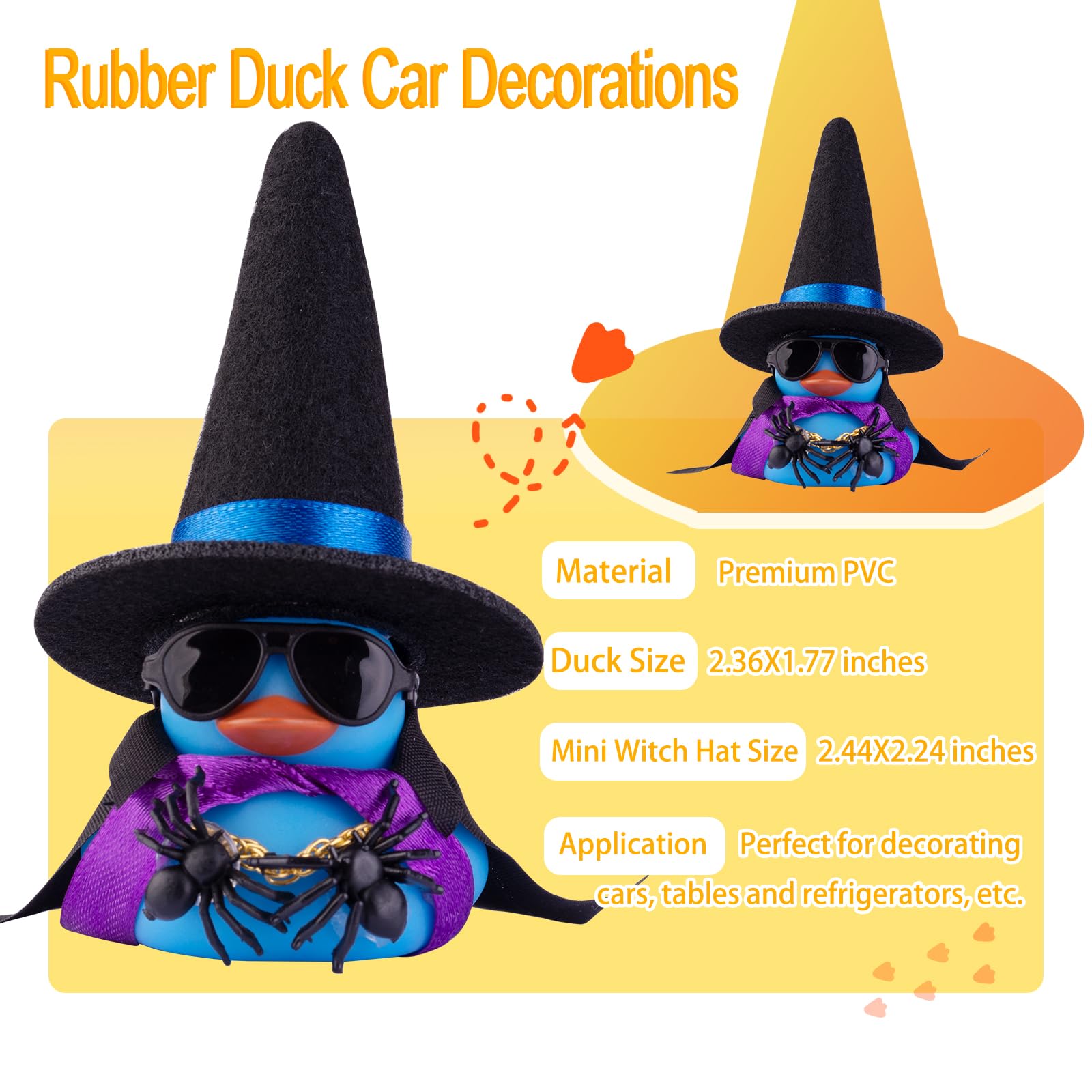 CoFuBcad Halloween Rubber Duck Car Ornament, Rubber Duck Car Dashboard Spider - View #5