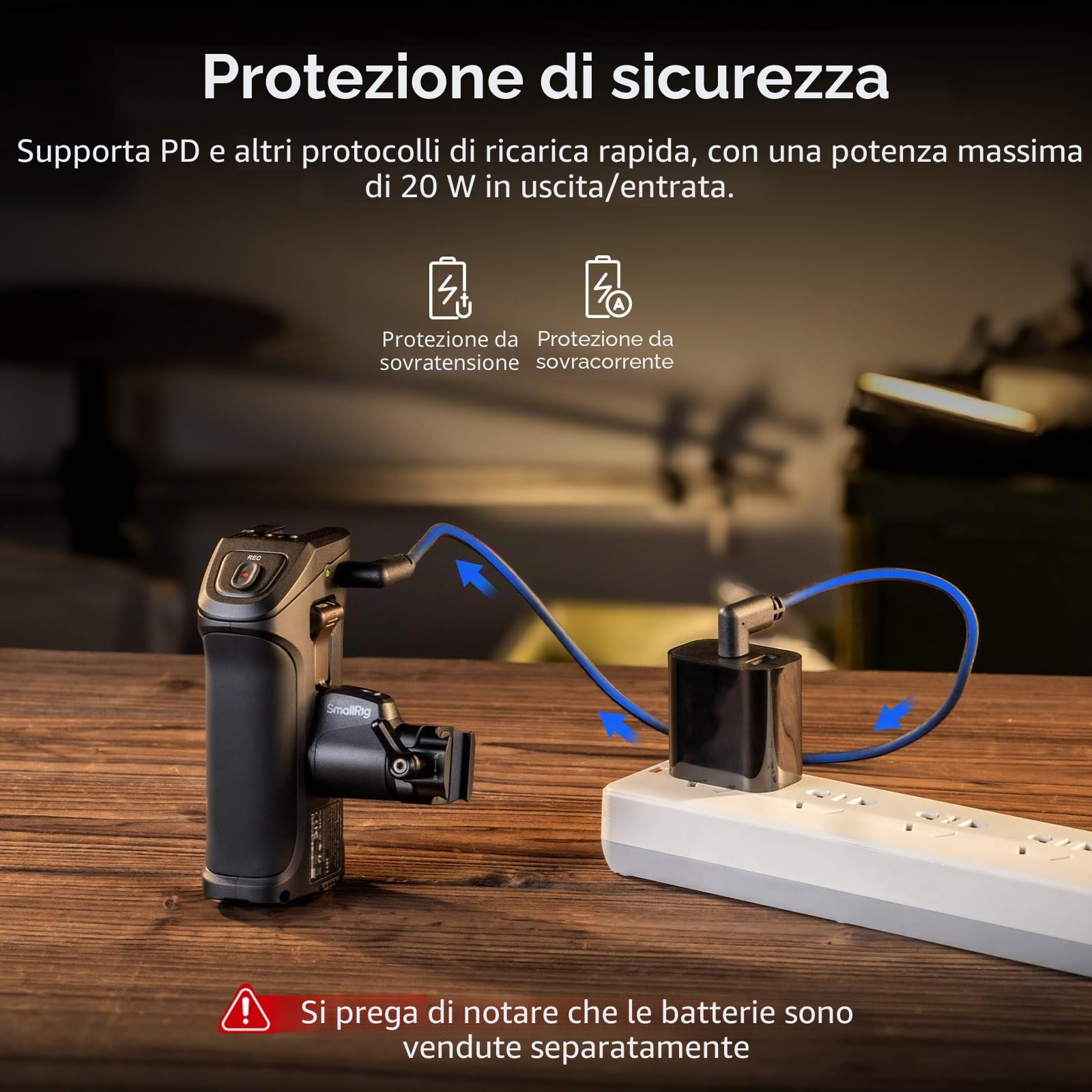 SMALLRIG Maniglia laterale girevole con Trigger Rec per fotocamere mirrorless selezionate, per Sony Alpha 7 IV/Alpha 7R V / A7 III / FX3 / Alpha 9, compatibile con batteria F550/570, controllo