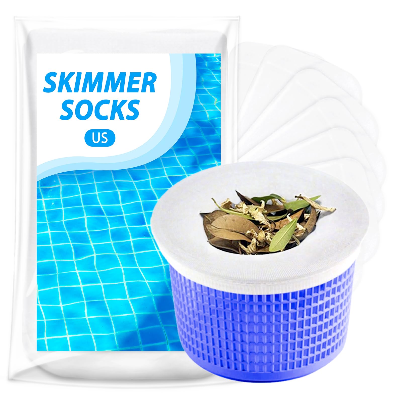 Pool Skimmer Socks, 60 Pack of Reusable Pool Filter Socks for Skimmer Baskets, Pool Socks Protect Inground or Above Ground Pool Filter System Clean Debris and Leaves