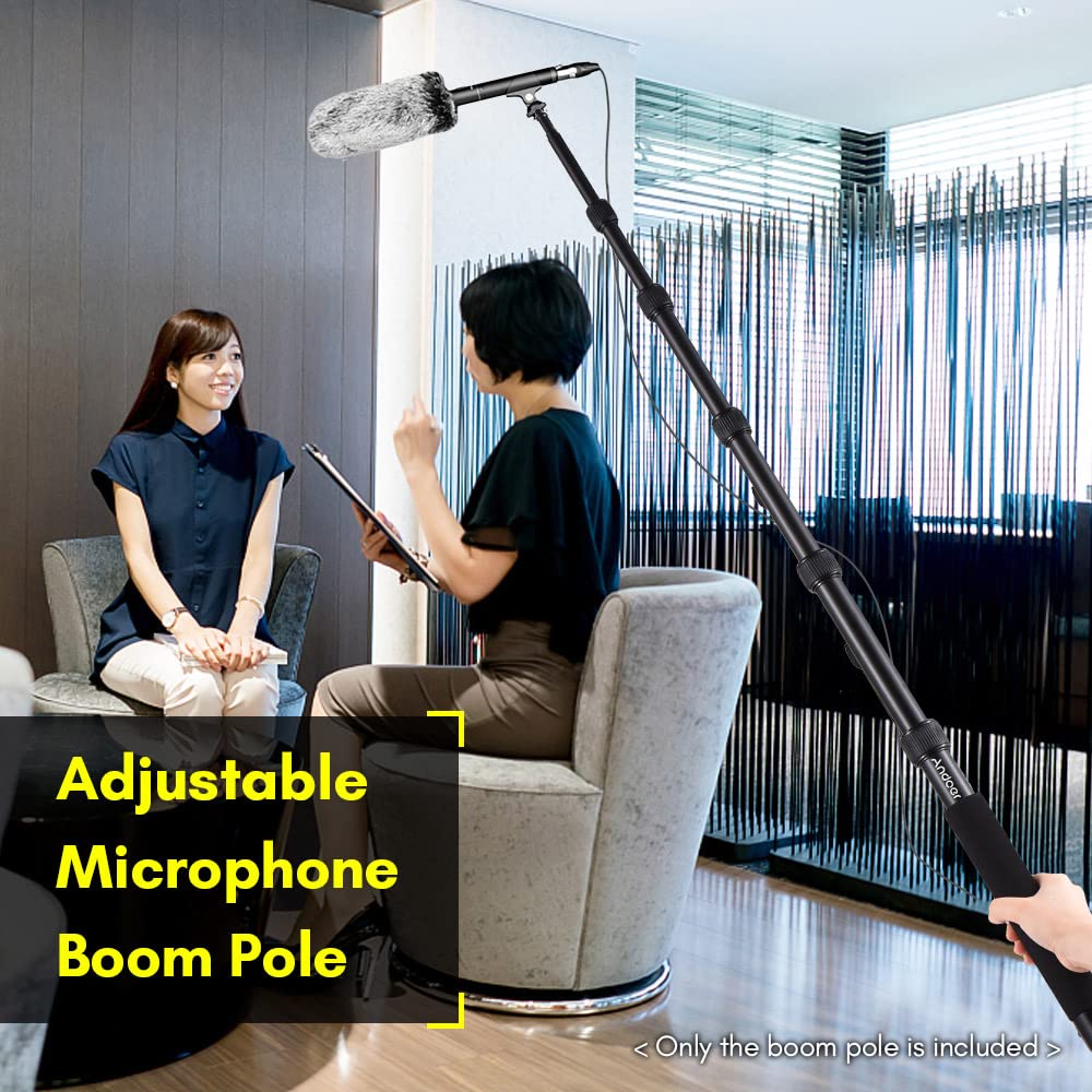 Andoer Soporte de Micrófono, Brazo de micrófono de Mano Extensible de 6 Secciones, Pie de microfono con Tornillo y Rosca de 1/4 Pulgadas, empuñadura de Espuma, 46 cm-200 cm