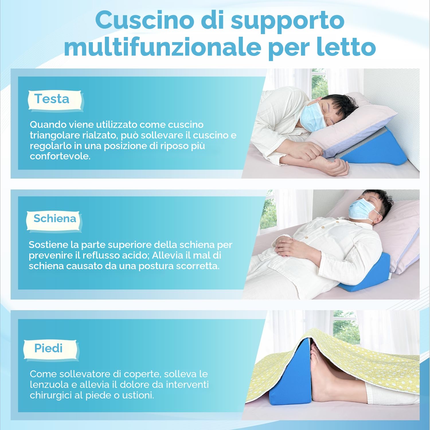 NEPPT Cuscino a cuneo Posizione del corpo Cunei Posizionamento posteriore Elevazione Fodera per cuscino Gravidanza Camera da letto Allineamento del corpo rialzato Supporto per caviglia