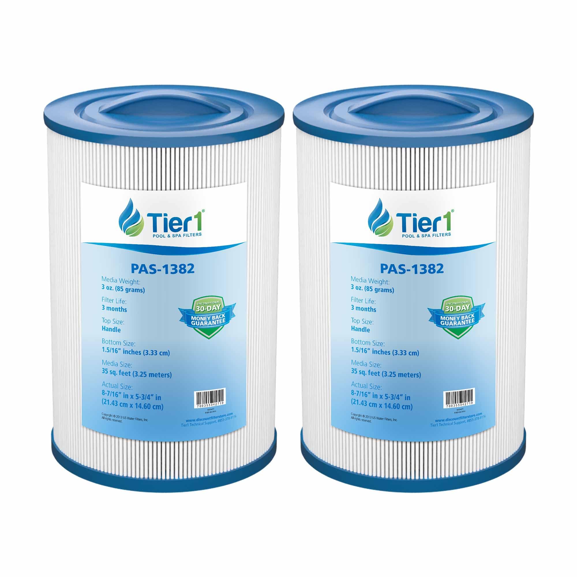 Tier1 Replacement for Maax Spas Filter – 2 Pack | Compatible with Pleatco PAS35P, PMAX50, FC-0300, 5CH-35 | 8" x 5 5/8" | Trilobal Fabric | High Flow | Washable Spa Filter Cartridge