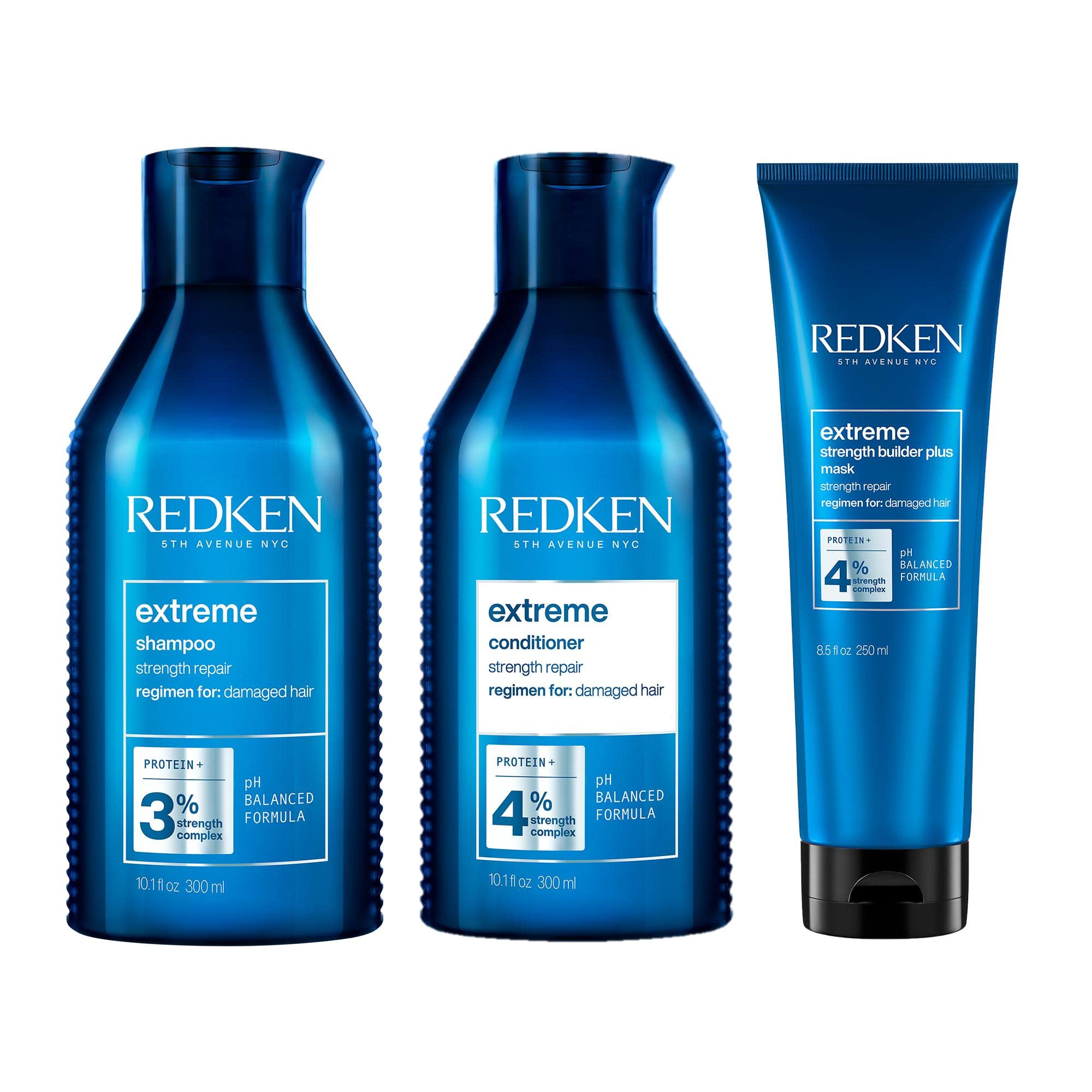 Redken Pflegeset mit Shampoo, Conditioner & Haarmaske für sprödes und geschädigtes Haar, Anti Haarbruch, Mit Interlock Protein Network, Extreme
