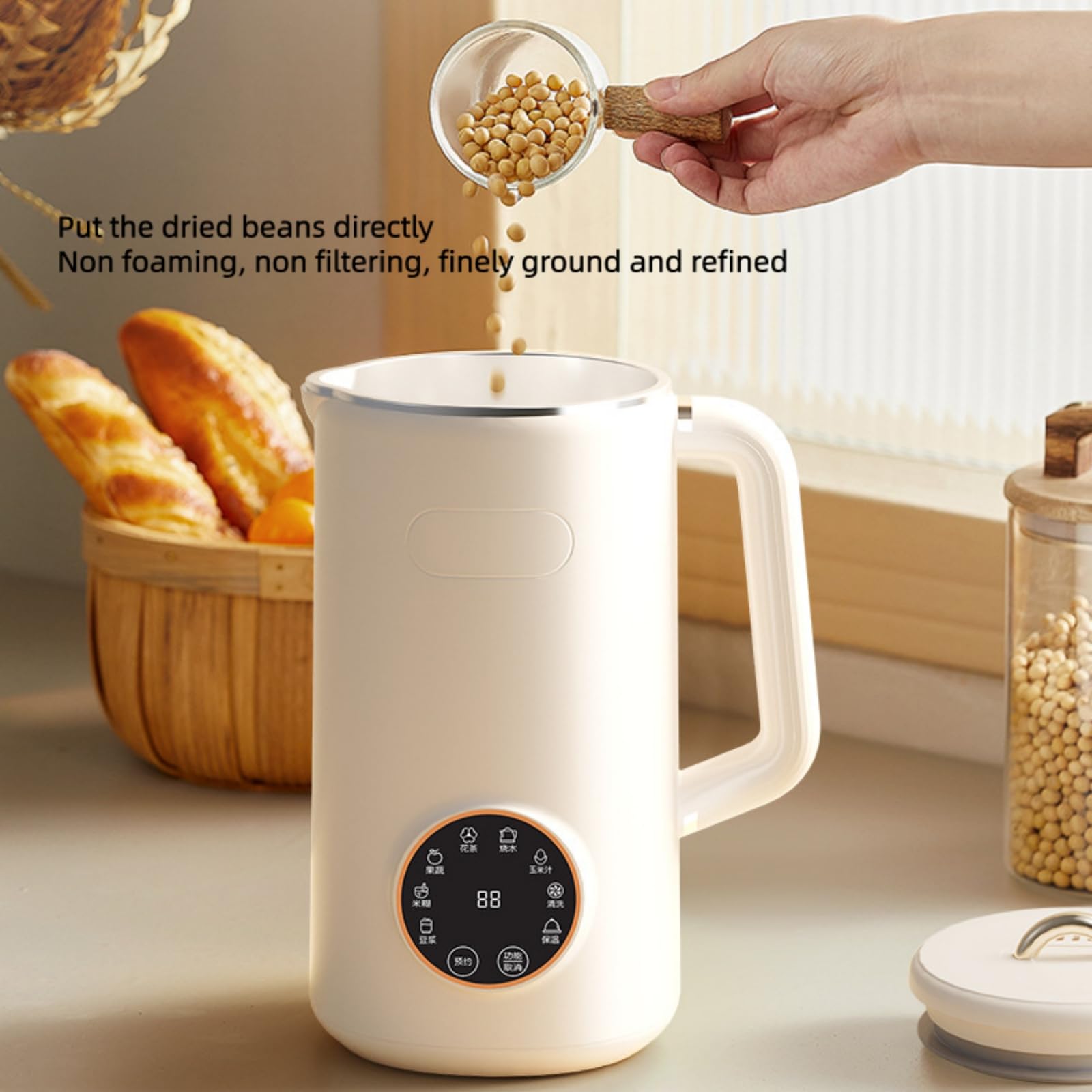 Automatyczna maszyna do mleka orzechowego 1000 ml, wielofunkcyjna maszyna do mleka migdałowego i sojowego, 8 trybów, automatyczne czyszczenie, utrzymywanie ciepła, maszyna do mleka z roślin