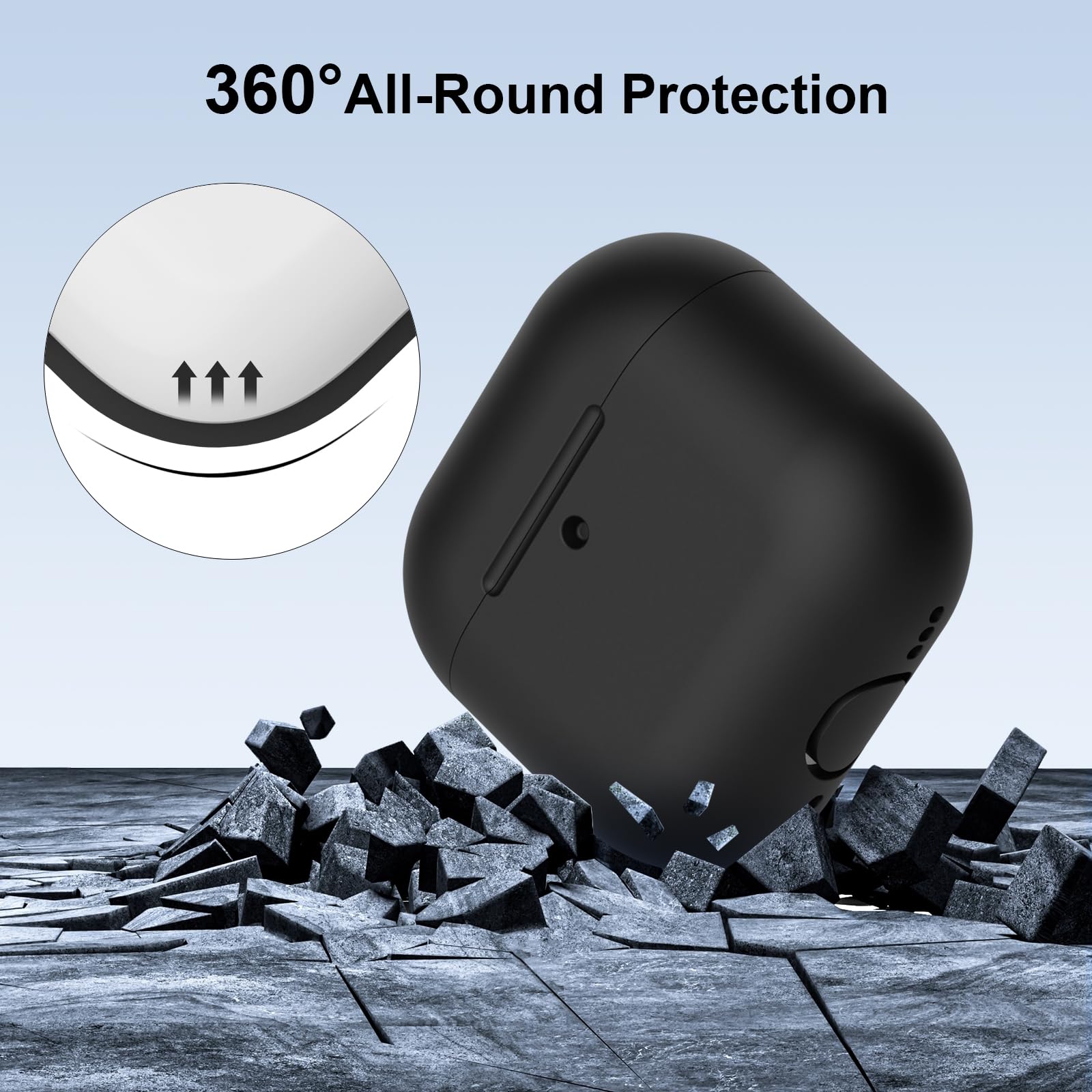 Custodia Compatibile con AirPods 4 (2024) Custodia Case, Case Protettiva Antiurto Antiscivolo in Silicone per AirPods 4a Generazione Cover Custodia, LED Frontale Visibile, Nero