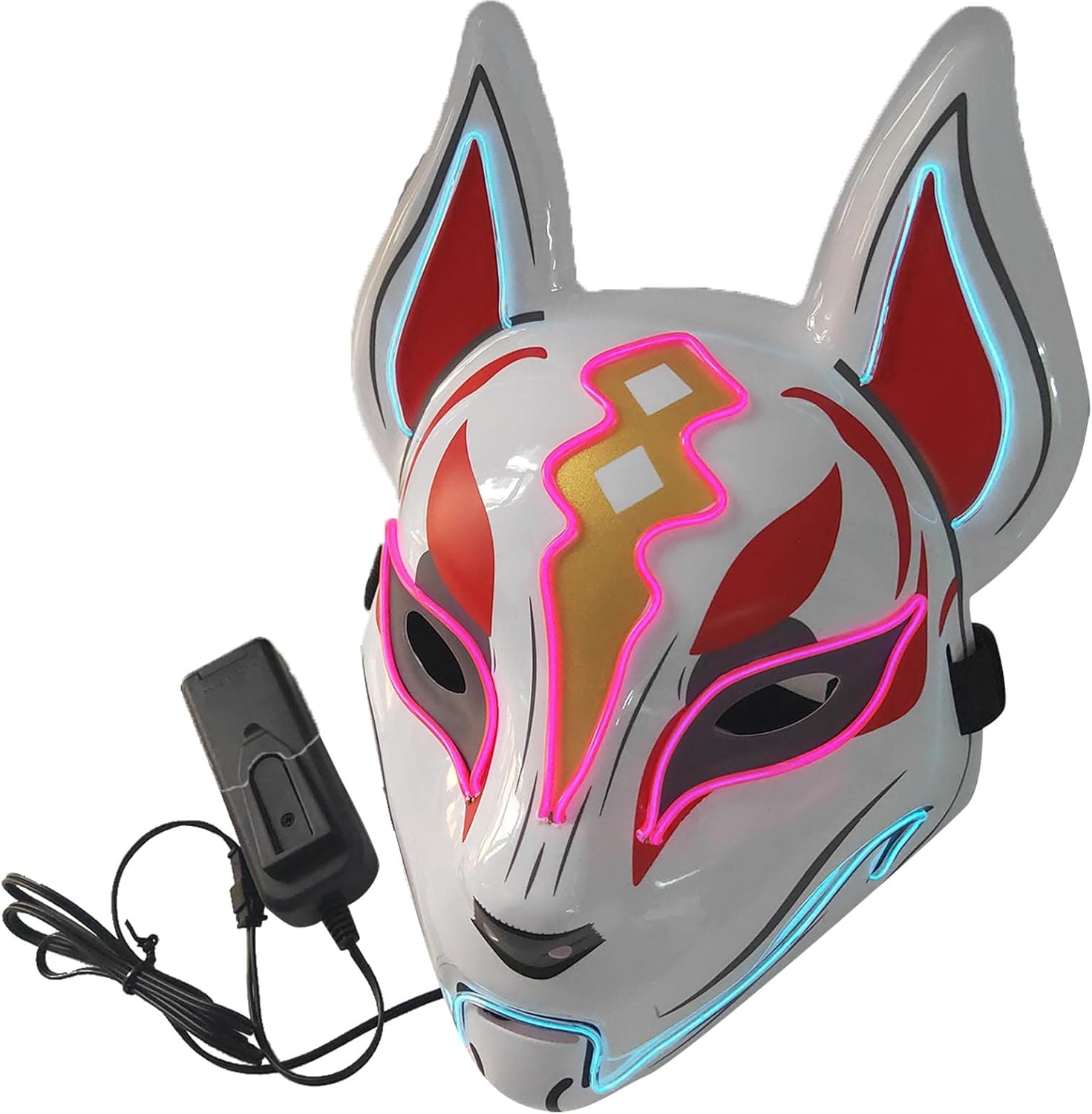 LED Fox Mask Halloween Drift Mask Light Up Wolf Purge Masks for Adult Party Cosplay Halloween Costume Masquerade Parties/Carnival Colour (red&yellow)