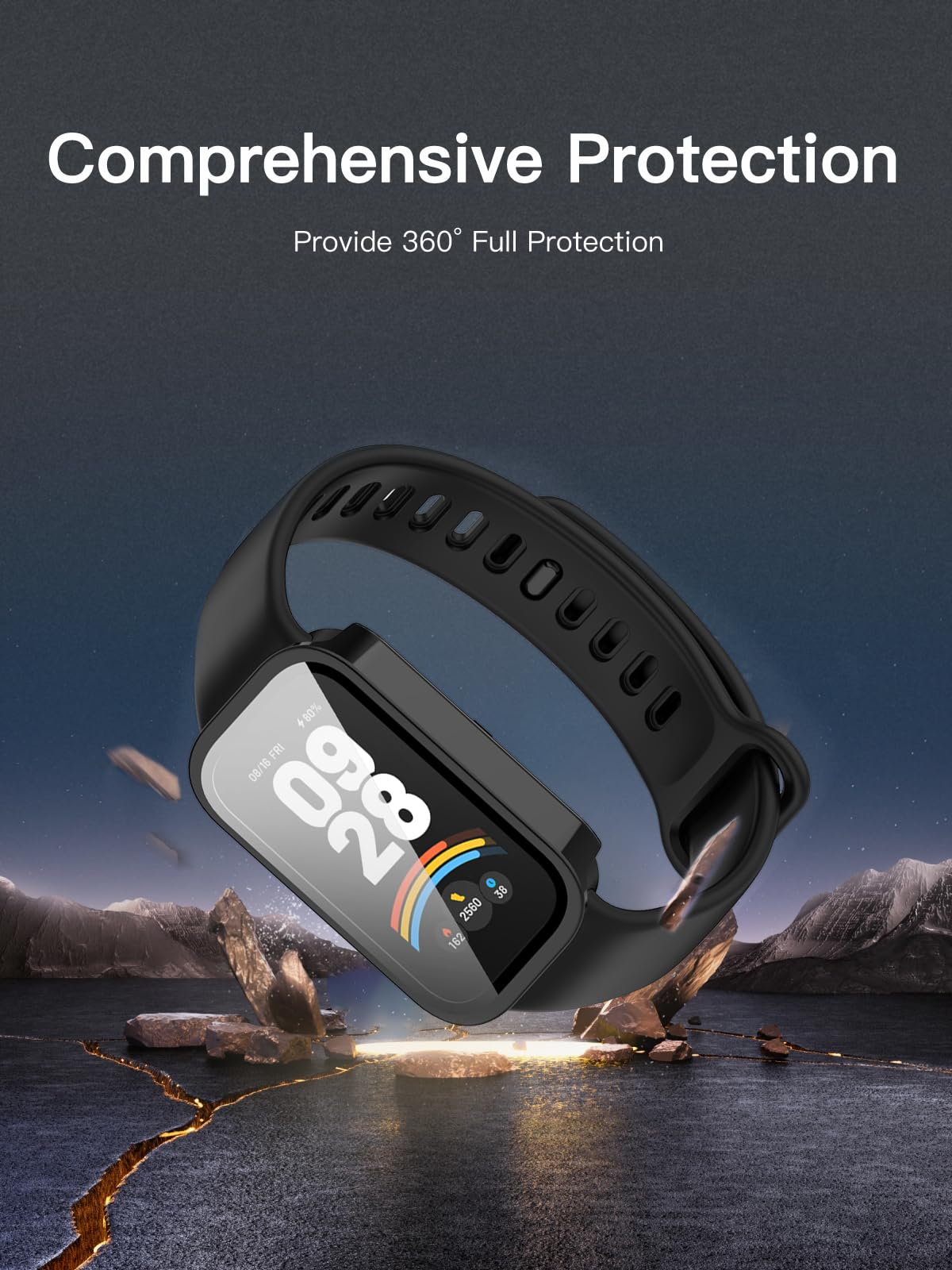 iVoler 3 stuks beschermhoes met gehard glas voor Oneplus Watch 2 / Oppo Watch X, volledige afdekking, harde schaal PC, HD Clear displaybeschermfolie, krasbestendig, 2 transparant 1 zwart