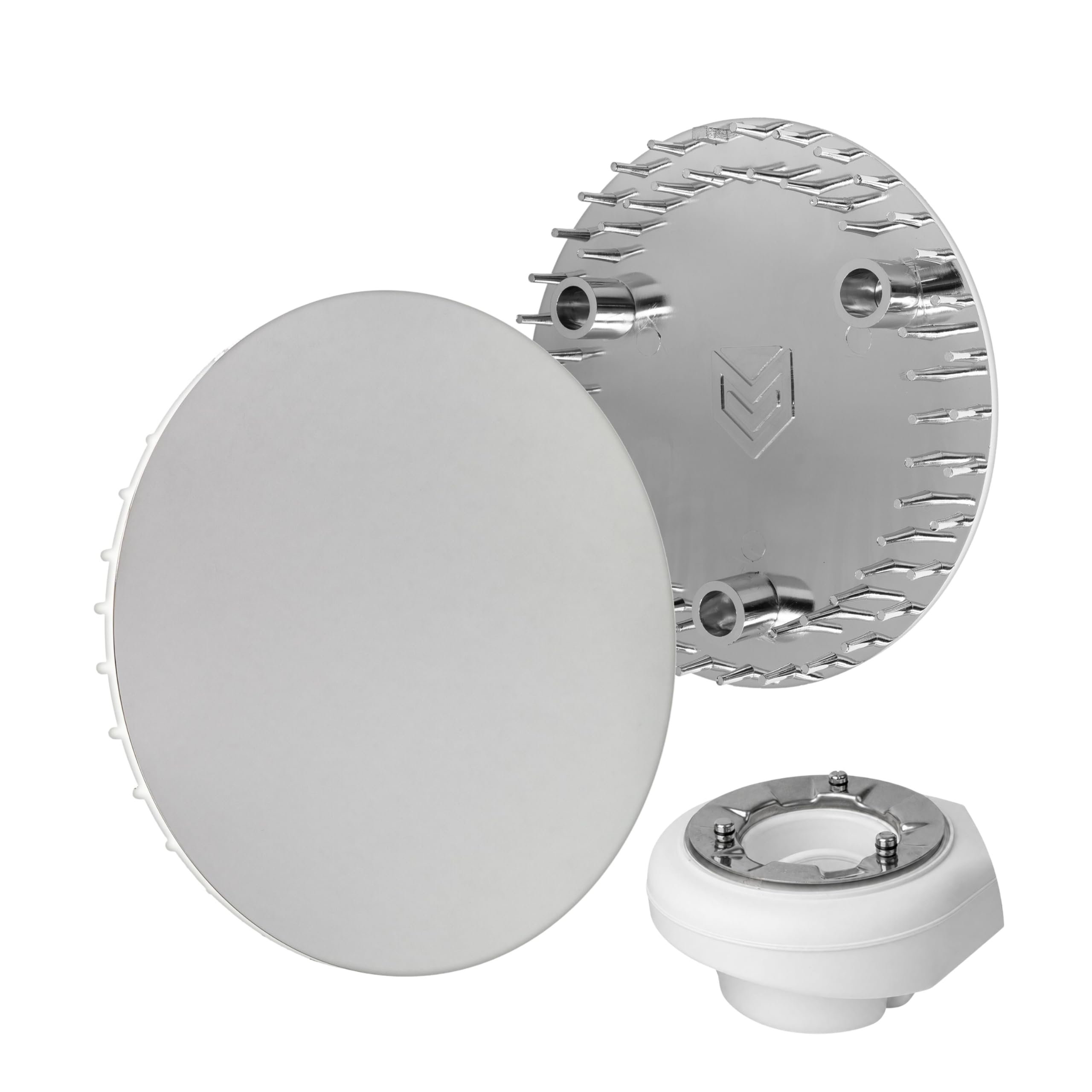 Cover for shower drain, Ø 115 mm, compatible with Viega Tempoplex drain set from model year 2006, suitable for model 6964.0, for drain hole Ø 90 mm, chrome-plated ABS ASA, shower cover set