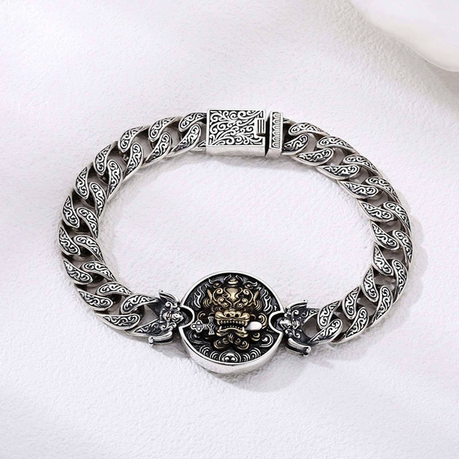 Pulsera para hombre de plata de ley S925, cadena cubana