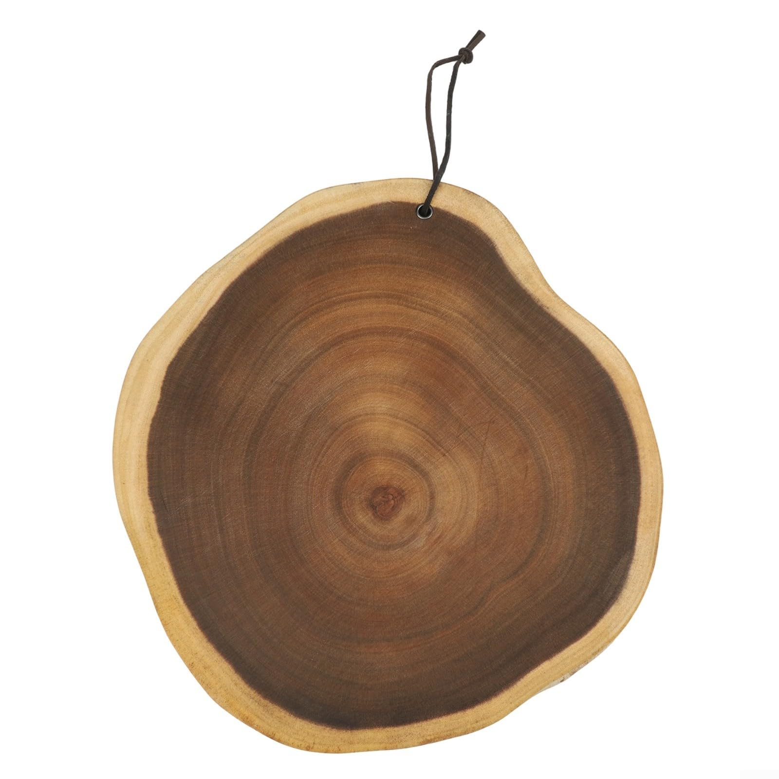 Tabla de cortar de madera de acacia, bandeja de servir de forma irregular, bloque grueso de madera maciza para cortar pan, frutas y verduras para cocina, comedor, grande 31-37 cm