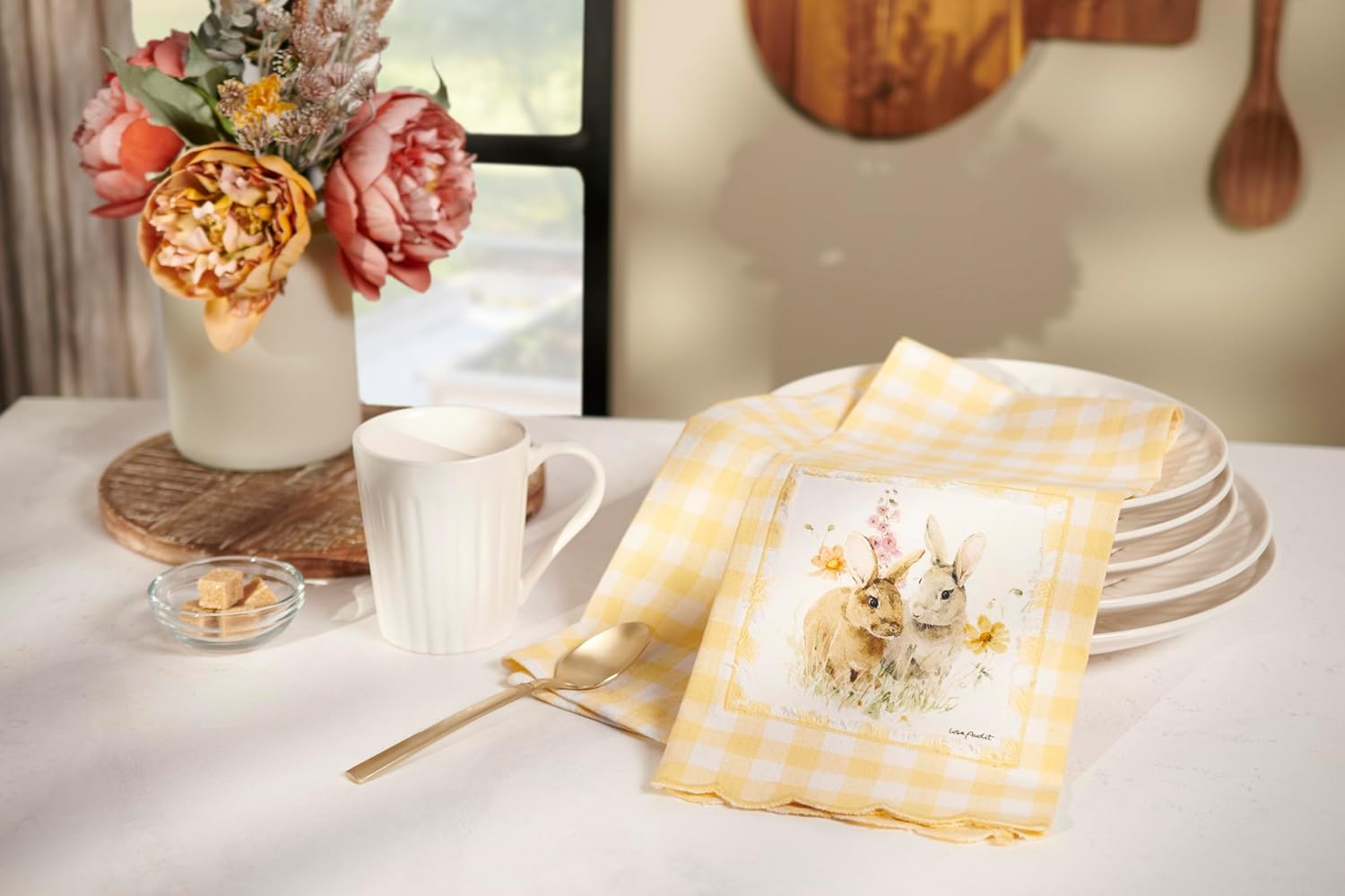 Primitives by Kathy Flower Bunnies Kitchen Towel - Image 3