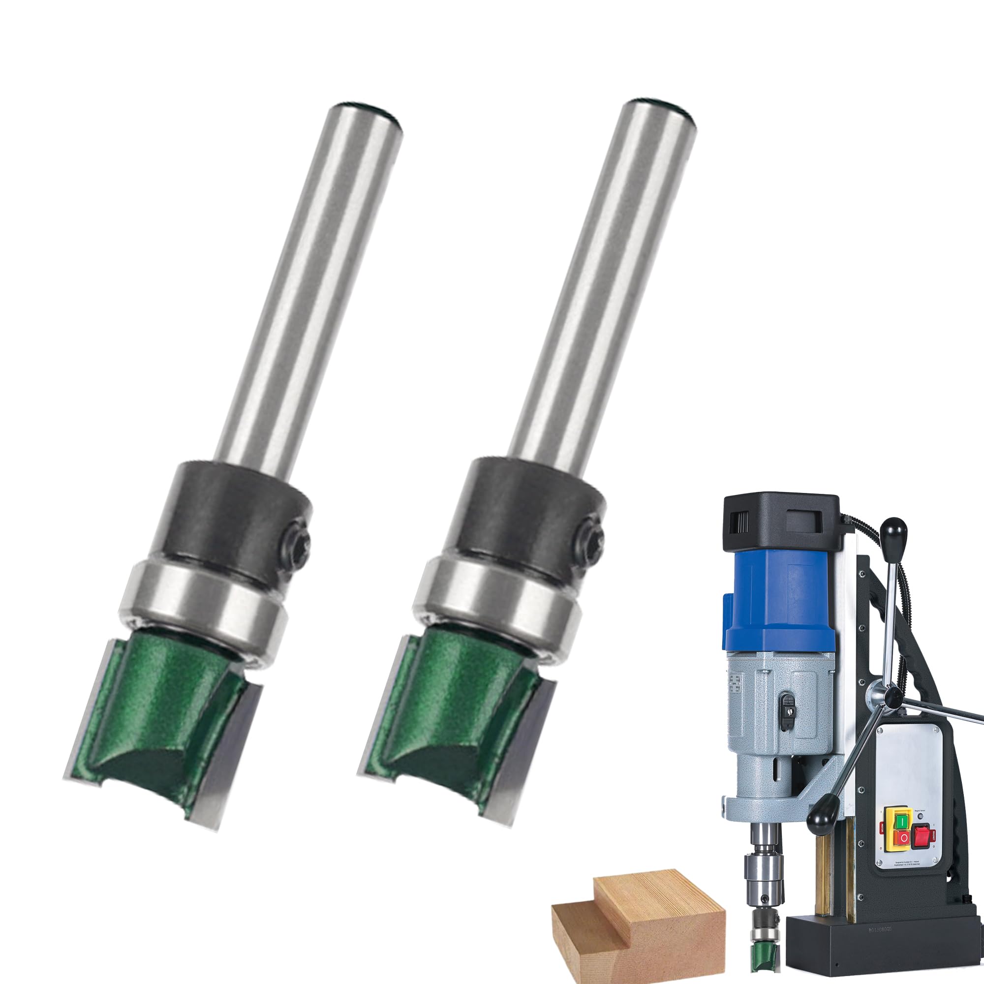2PCS Pattern Flush Trim Router Bits 1/4" Shank, 15/32" Cutting Length 1/2" Cutting Dia with Top Bearings Template Router Cutter, Top Woodworking Milling Tools for Wood Particleboard