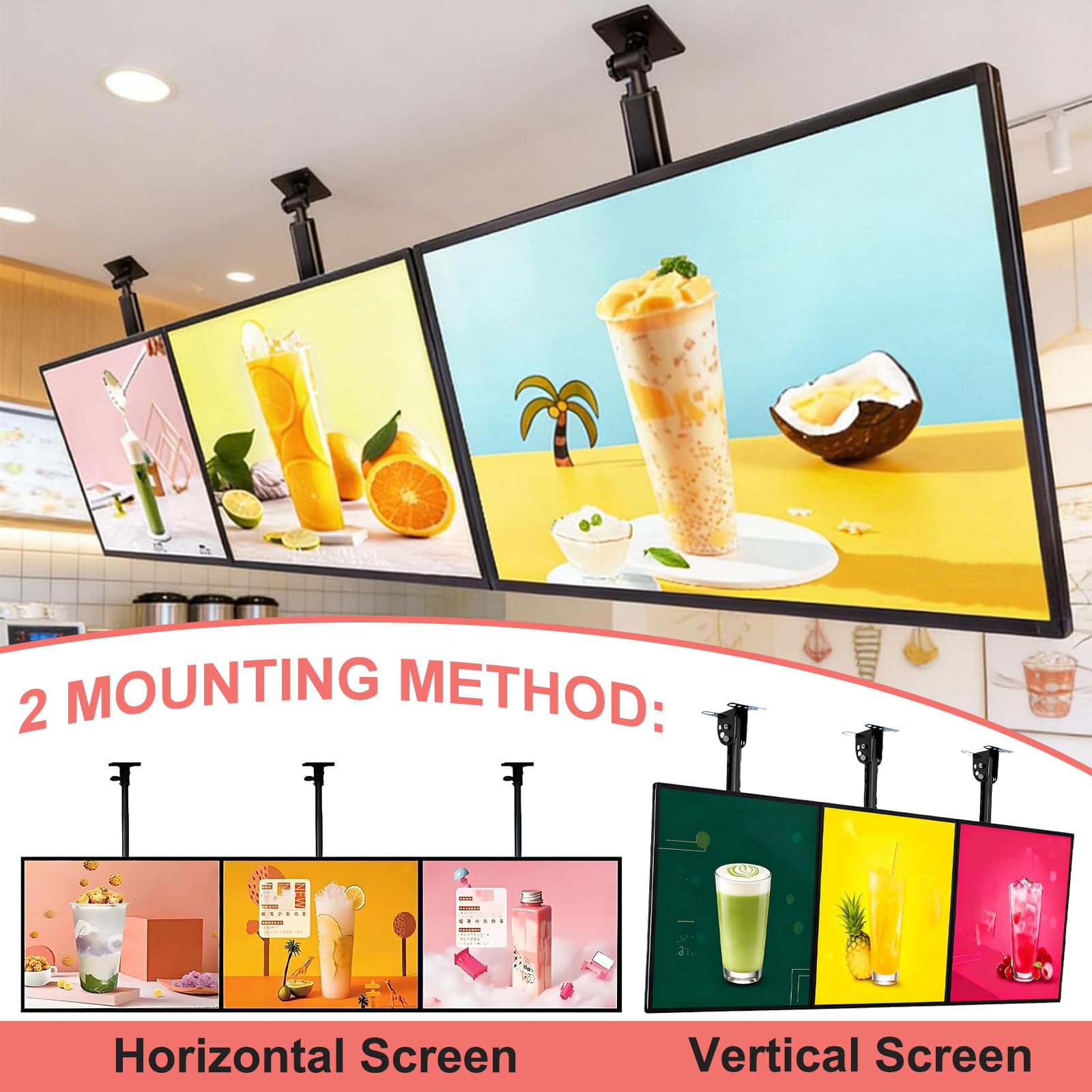 Pantalla de Menú LED, Tableros de Menú Digitales para Restaurantes, Pantalla de Póster con Retroiluminación LED para Restaurantes y Cafeterías 60x90cm