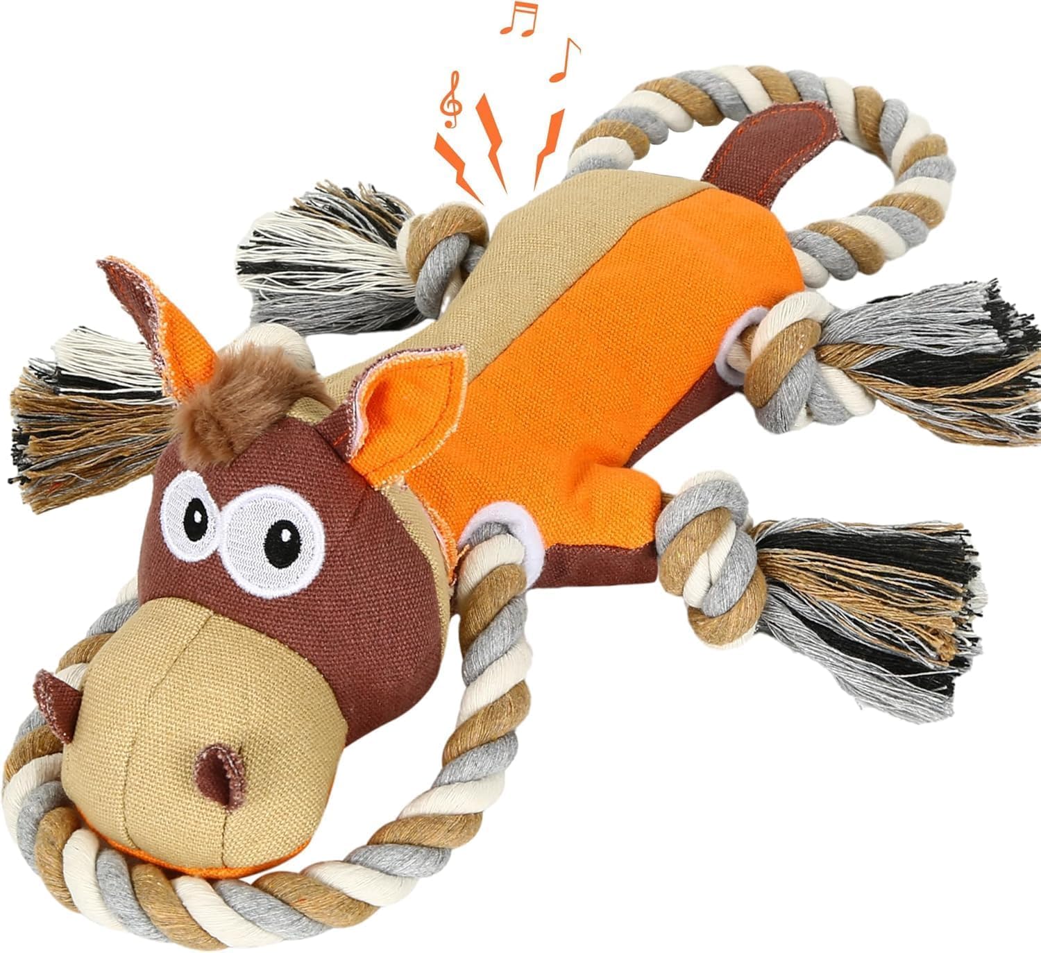 FLERDMAU Squeaky Dog Toys, Interactive Dog Toys with Crinkle Paper, Plush Dog Toy for Tug of War Game, Relieves Boredom, Suitable for Puppies Small, Medium Dogs
