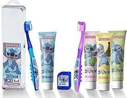 Dentalclean Kit Stitch: Gel Dental 50g com Flúor + Escova Macia + Fio Dental 20m + Estojo