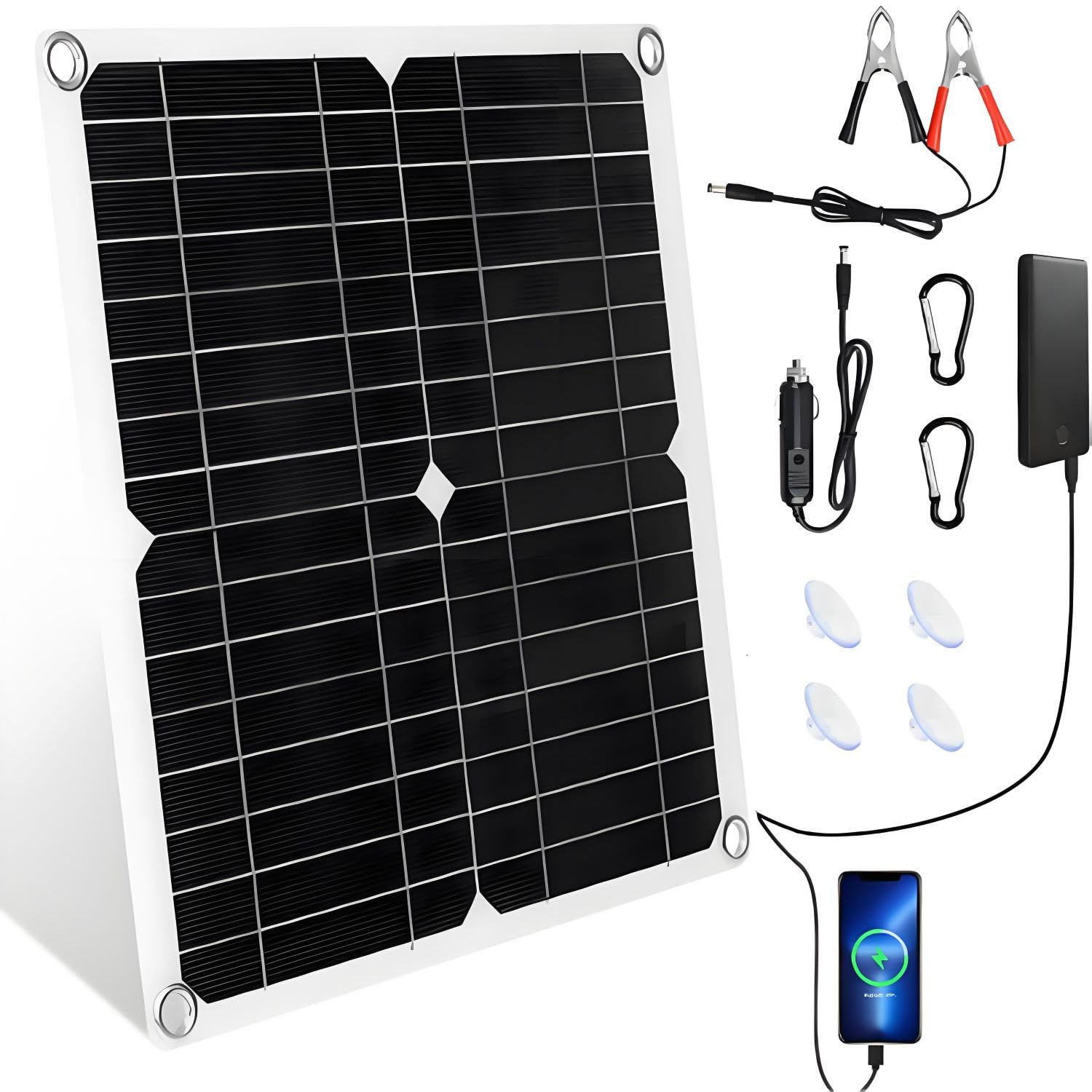 【12W Panneau Solaire Portable 16V Kit】KWODE 12W IP67 Chargeur Solaire 2-Port USB Mini Panneau Solaire Camera Exterieur Maintien de Charge Batterie Chargeurs Solaires Pour Téléphones Camping Car Moto