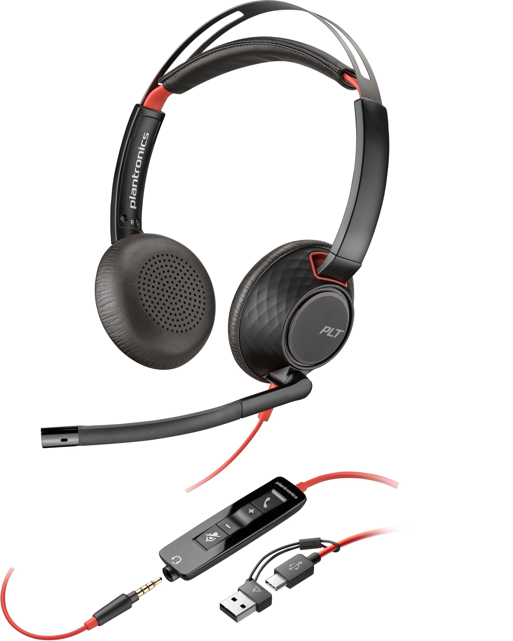 Poly Blackwire 5220 Stereo-USB-C-Headset + 3,5-mm-Stecker + USB-C/A-Adapter