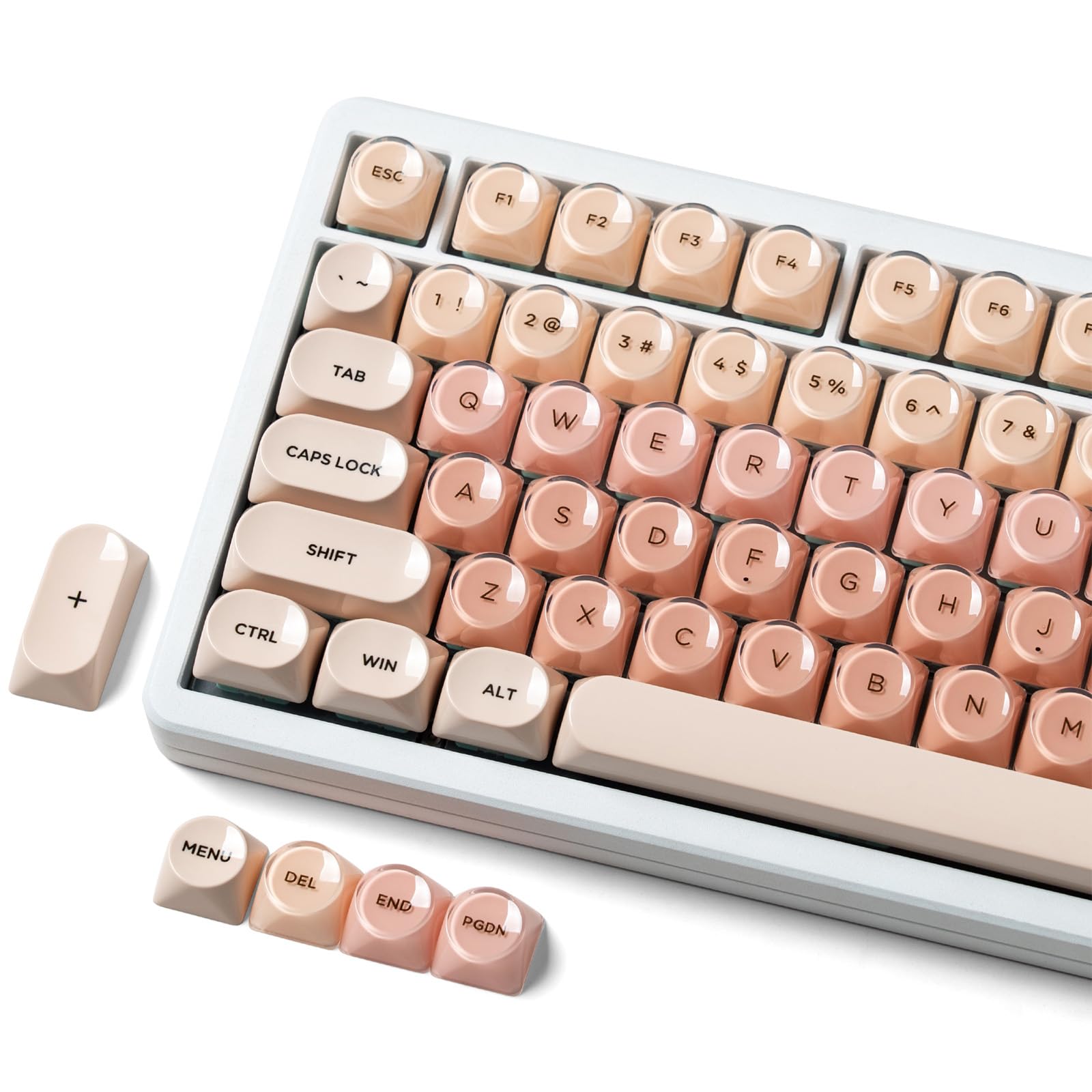 Nasadki klawiszy PBT, różowe podkładowe żelowe, profil MOA, 128 klawiszy, eleganckie, urocze, niestandardowe nasadki na klawisze do klawiatury mechanicznej Cherry Gateron MX, ergonomiczne, nie łzawią
