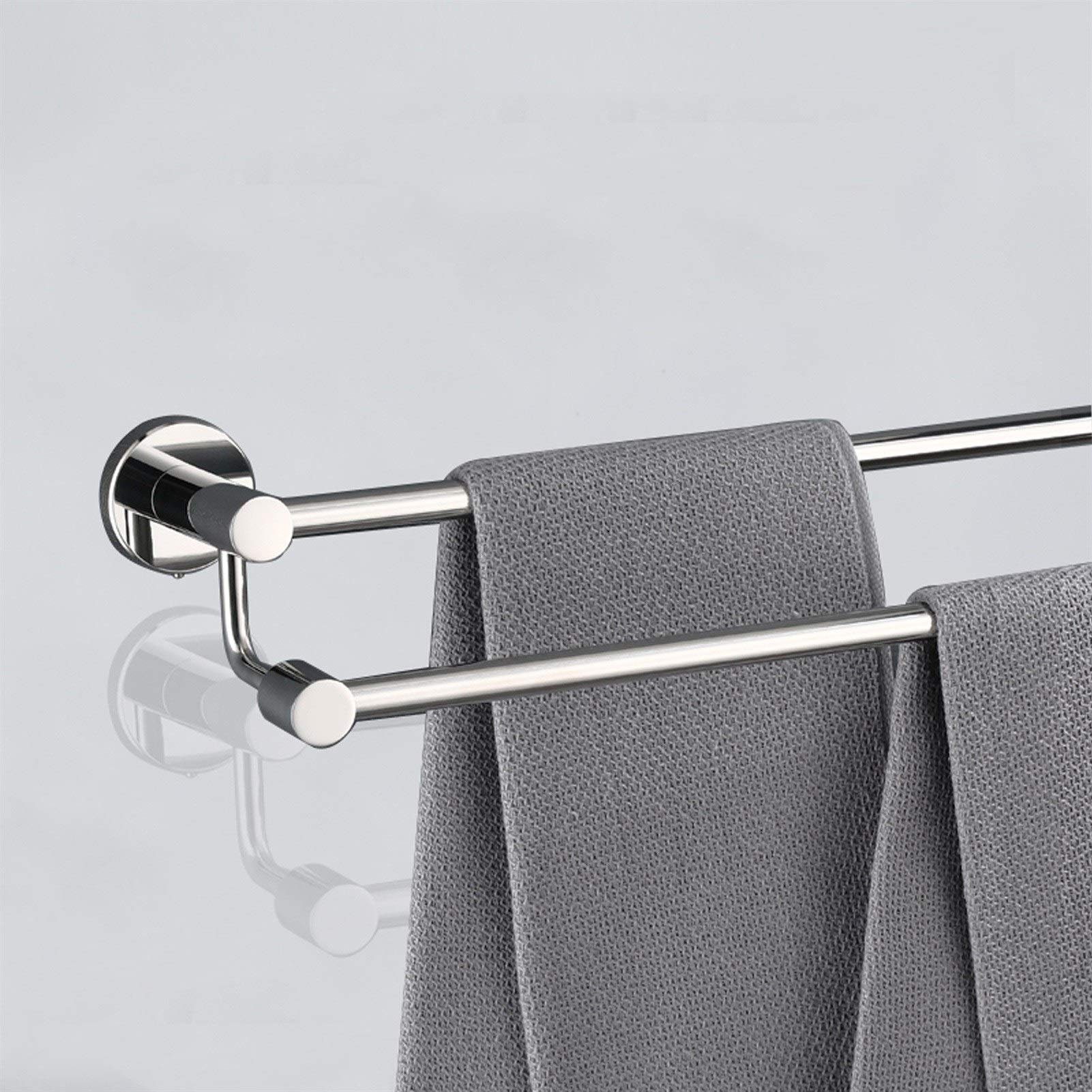 Edelstahl Doppel-Handtuchhalter, Chrom-gebürstete Oberfläche, Wandmontiert, Hängende Handtuchhalter für Bad oder Küche (Größe: 80cm)