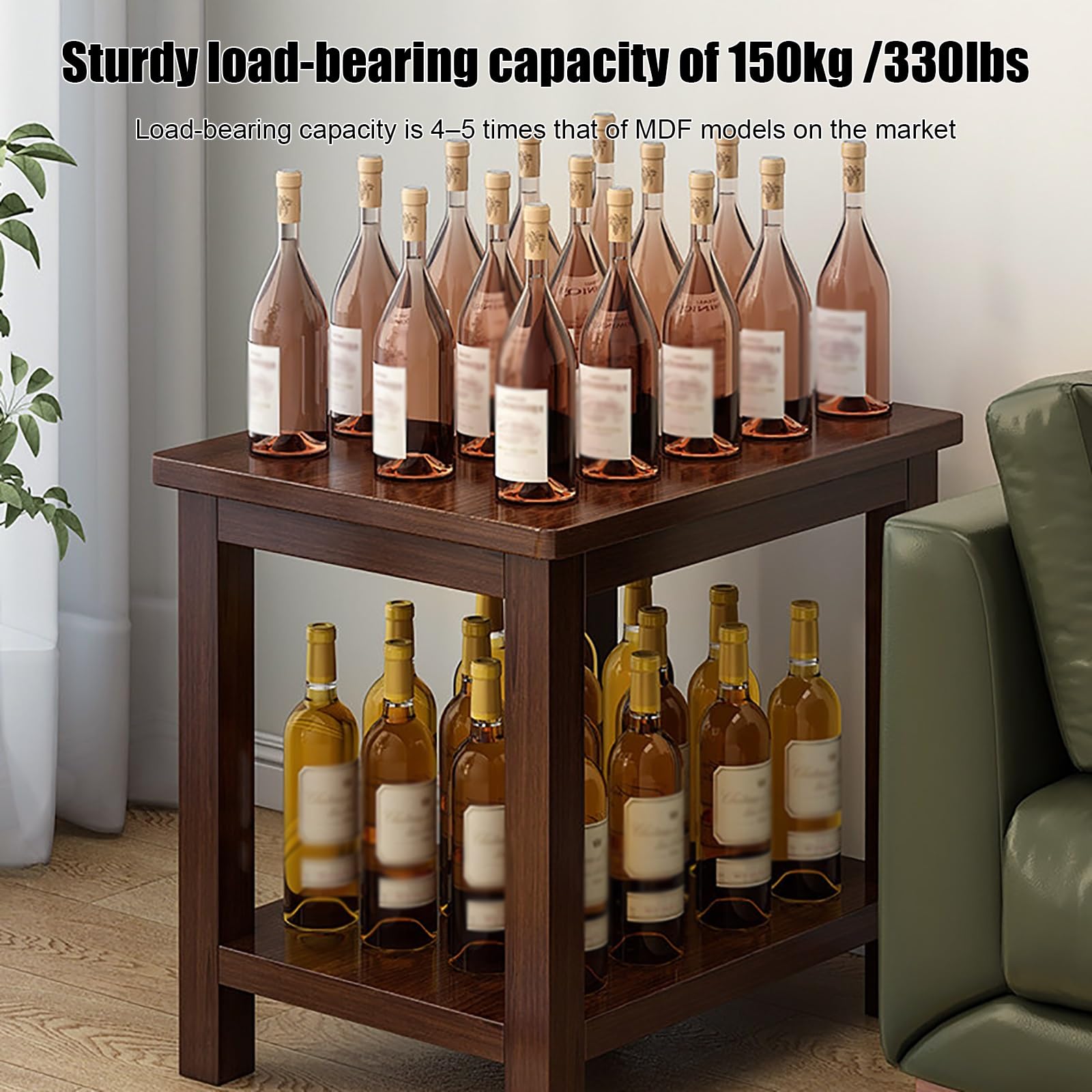 Mobile per Acquario, Supporto in Legno per Acquario | Legno Massello di Gomma, Due Piani d'Appoggio, Montaggio Semplice, Portata di 150 kg(Walnut,50x35x60cm/20x14x24in)