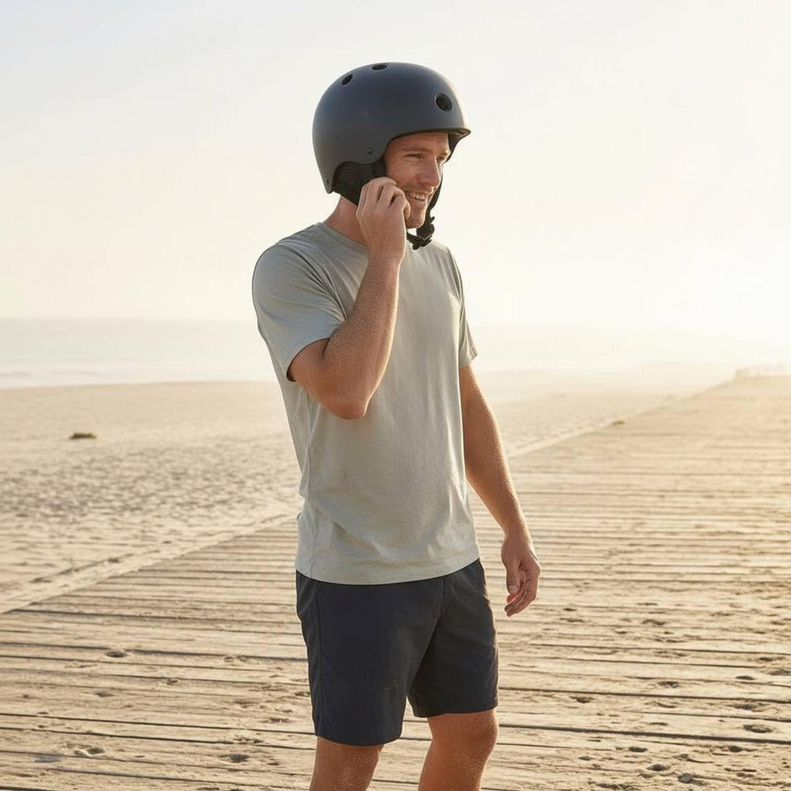 Casco Protector Deportivo Casco Abierto Casco de Surf Casco Ventilado Cubierta Protectora con Caparazón Relleno EVA y Correa de Barbilla Regulable