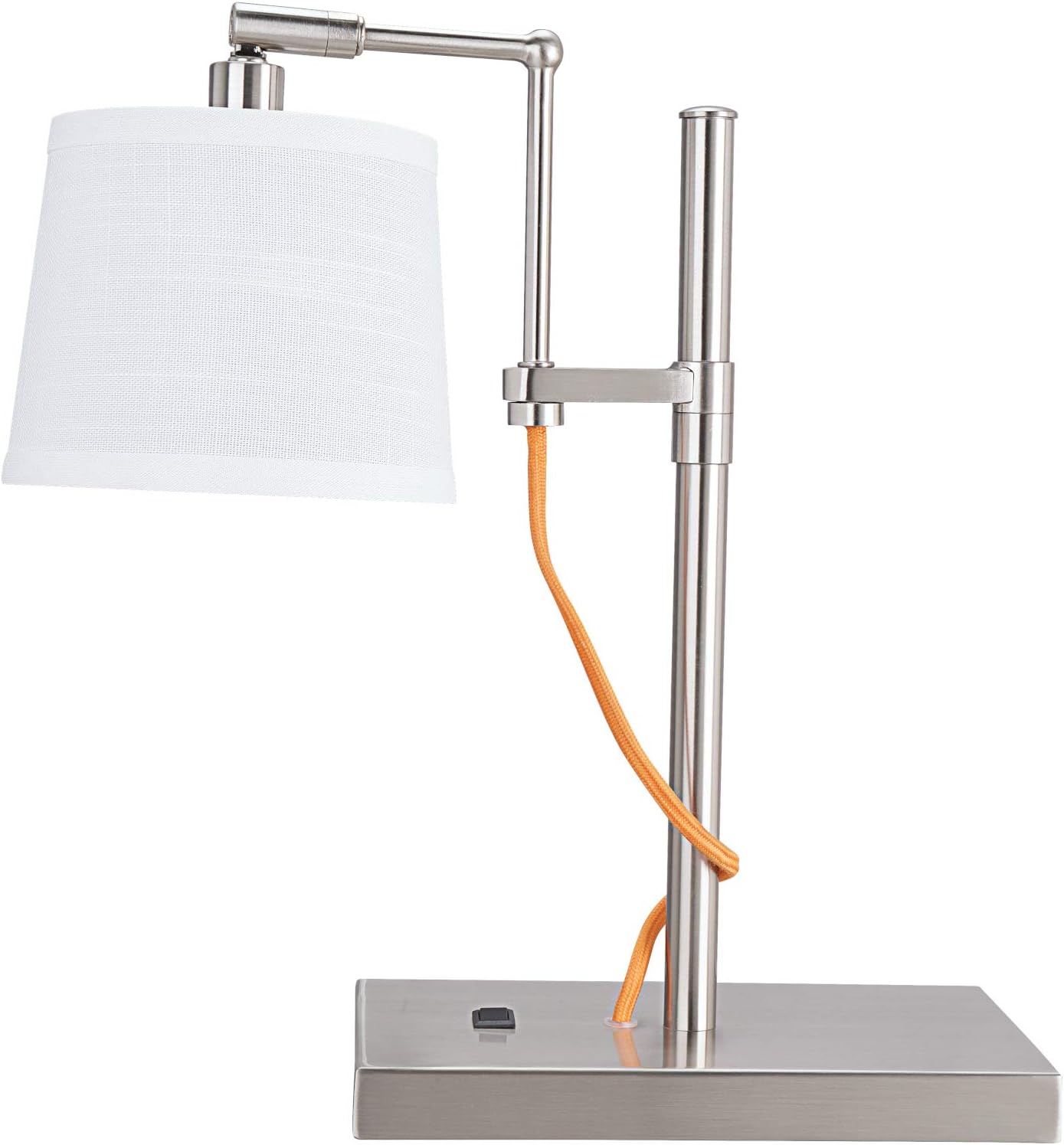 Aspen Creative 40157-11, 15" High Transitional Metal Task Lamp, Brushed Nickel Finish with Linen Fabric Lamp Shade, 6" Wide