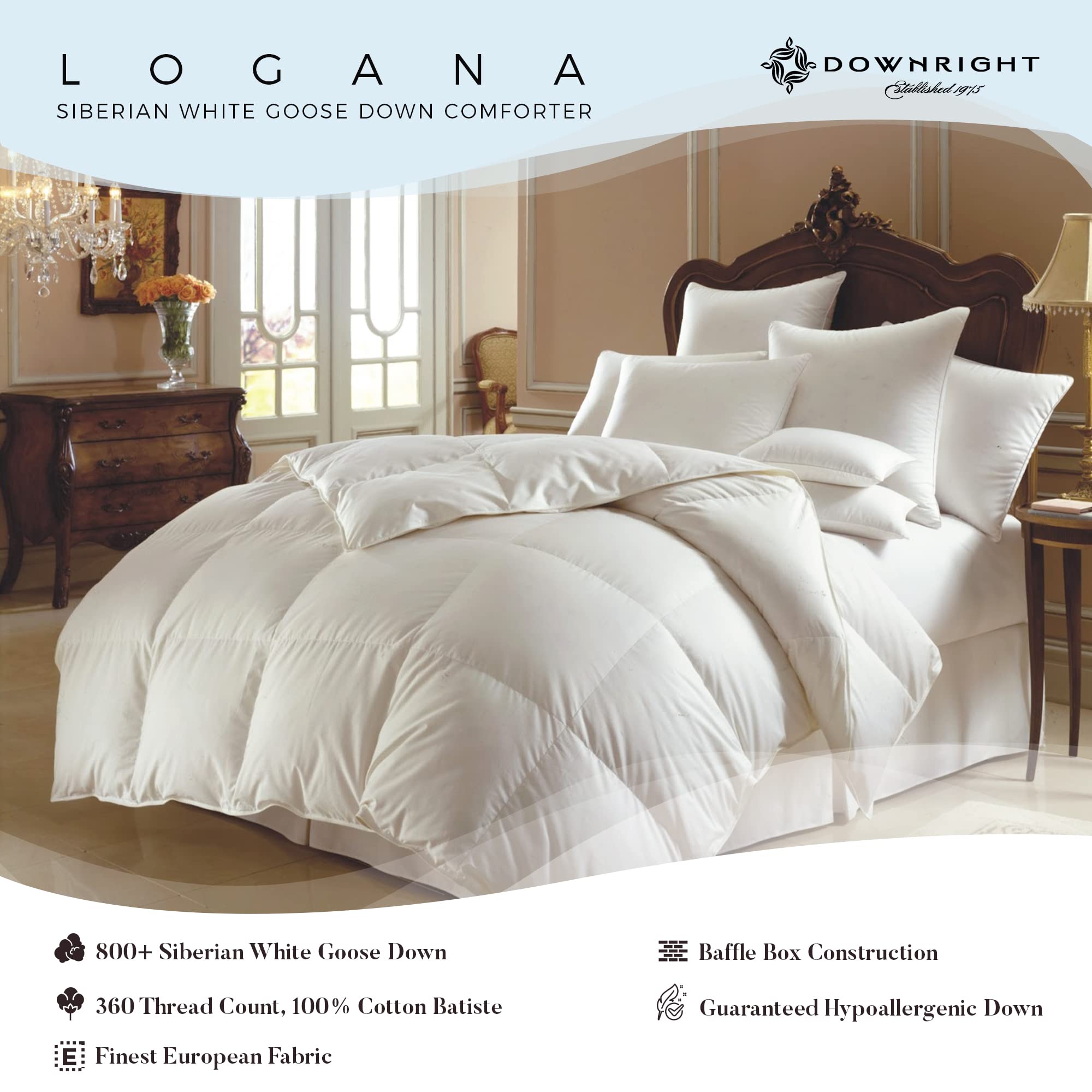 Amazon.com: Downright 360 Thread Count 61 oz Logana Comforter, 108