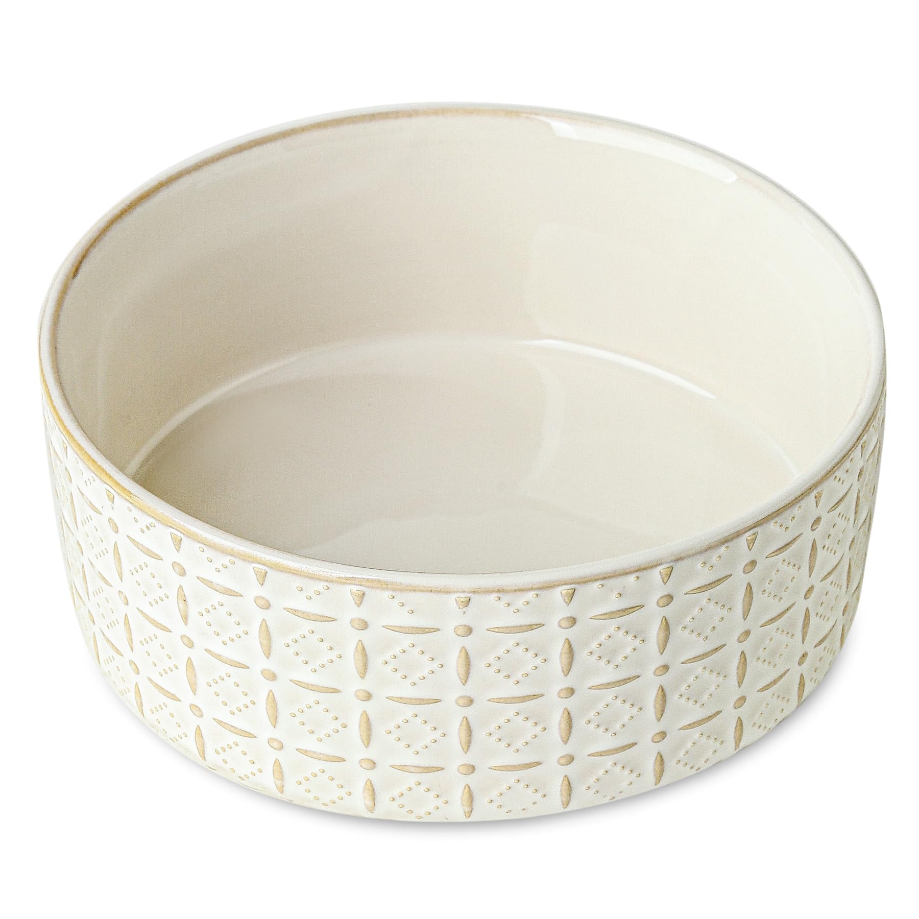 Ceramic Dog Bowls, Pet Dog Food Bowls Water Bowl, 6.5inch Dogs Dishes for Middle and Small Size Dogs, Puppy Plates for Food, White
