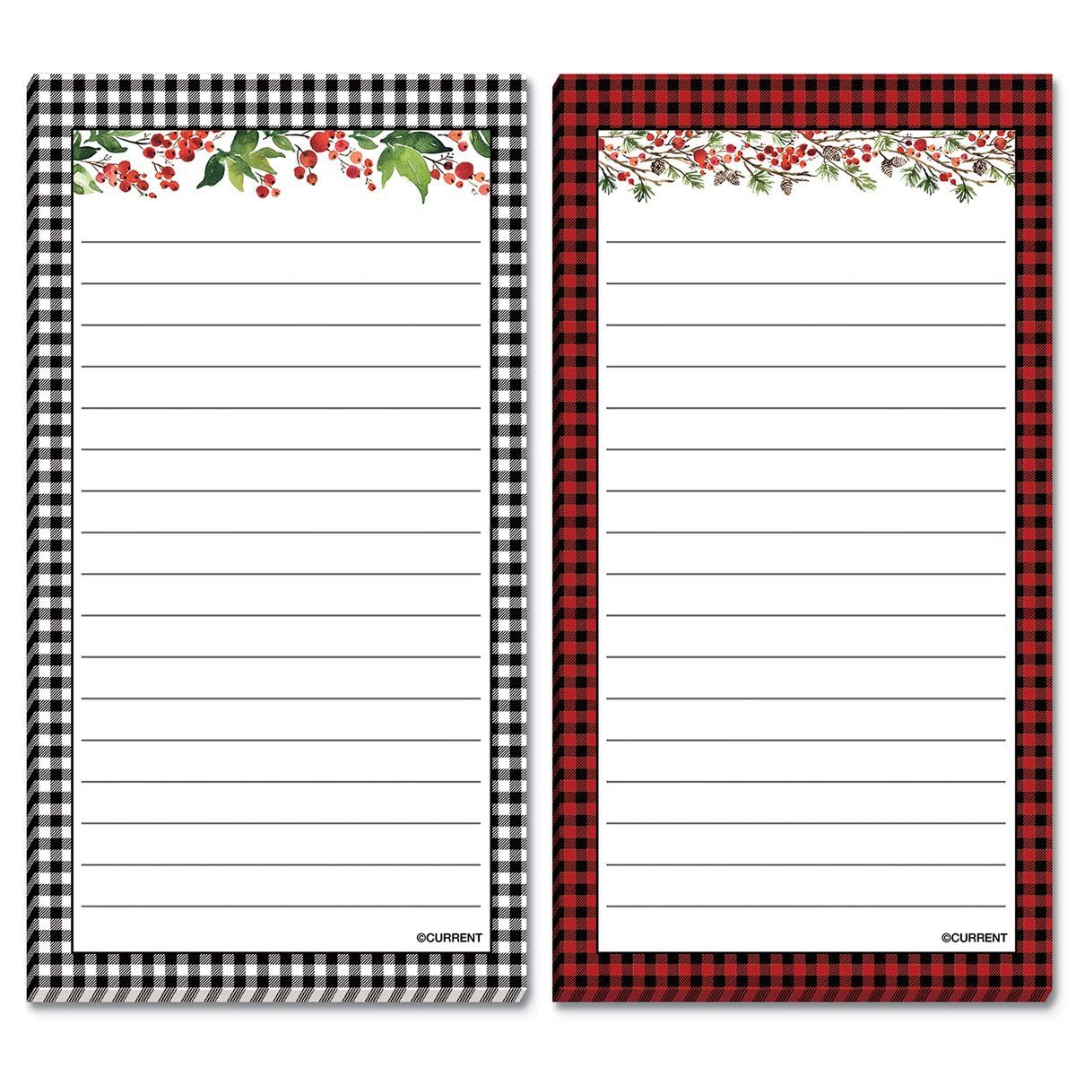 Current Winter Berries Magnetic Holiday Notepad Set – Set of 2 Memo Pads, 60-Sheet Pads, 3 1/2 x 6 1/2 Inches, Shopping List, To-Do Notes, Printed in