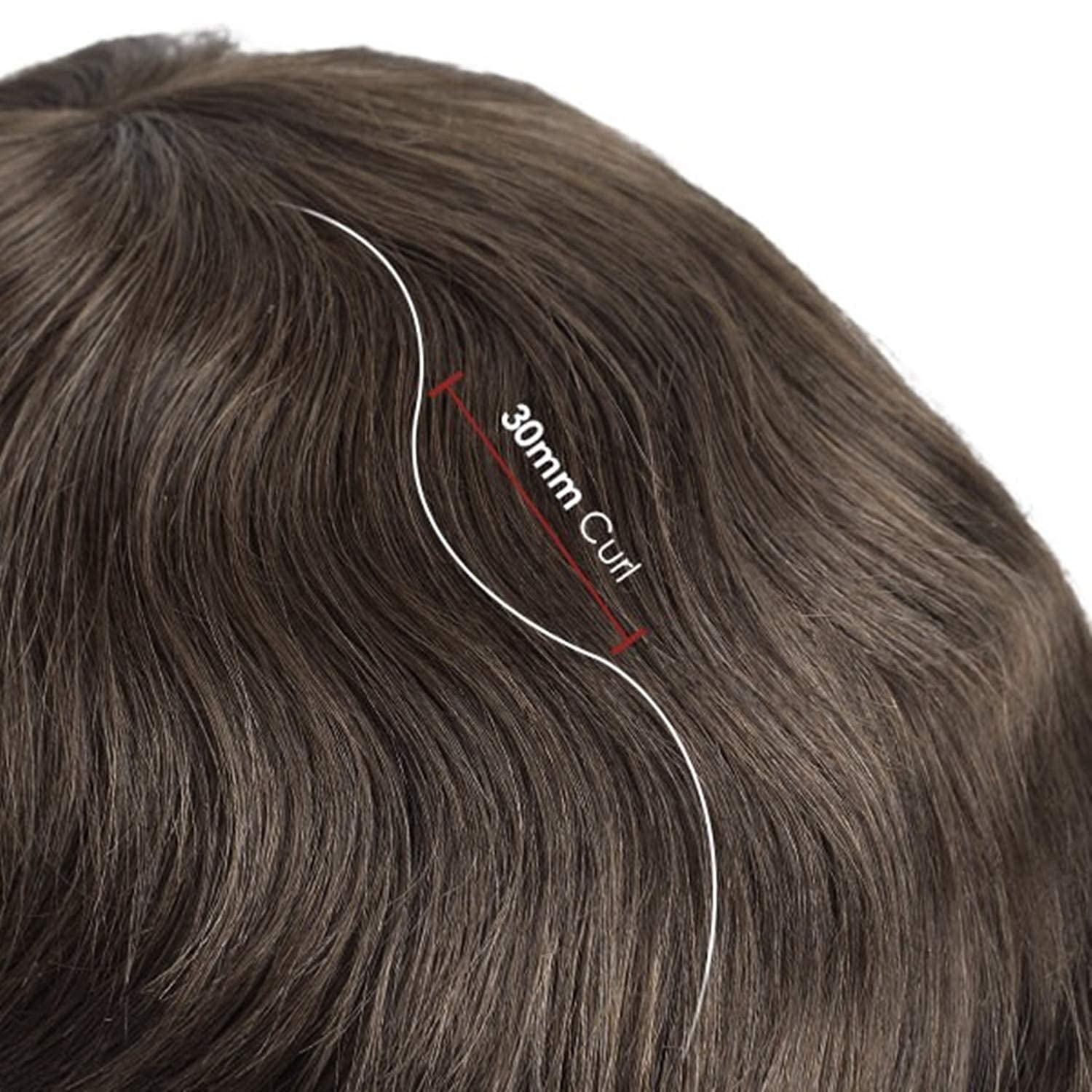 Lordhair Protesi Capelli Uomo, Pelle Super Sottile da 0,06 mm Tutti con loop a V Parrucca da Uomo per Sistema Capillare da 8x10 Pollici Dimensione Della Base Densità Media -130%