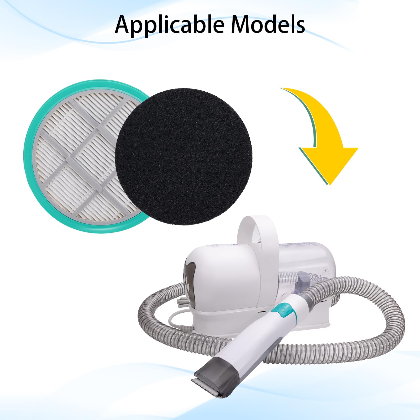 HEPA Filter Sponge Replacement Accessories for 8VR Pet Grooming Kit & Vacuum, Washable and Reusable Filters(4 Hepa Filters+8 Sponges)