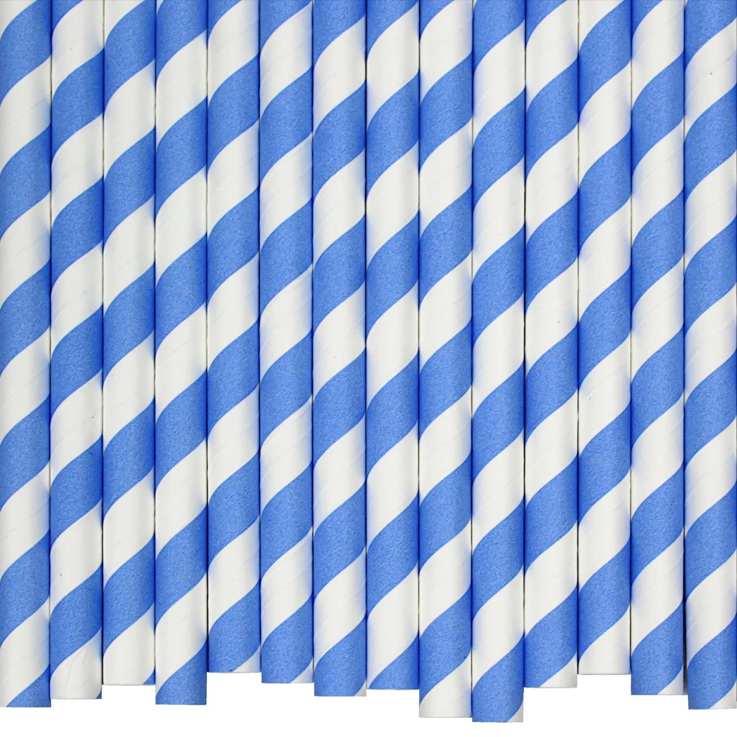 Cannucce Di Carta Biodegradabili Eco-friendly - Confezione 500 Pezzi - Righe Blu E Bianche (6mm X 200mm) - Adatte A Bar, Feste E Ristoranti