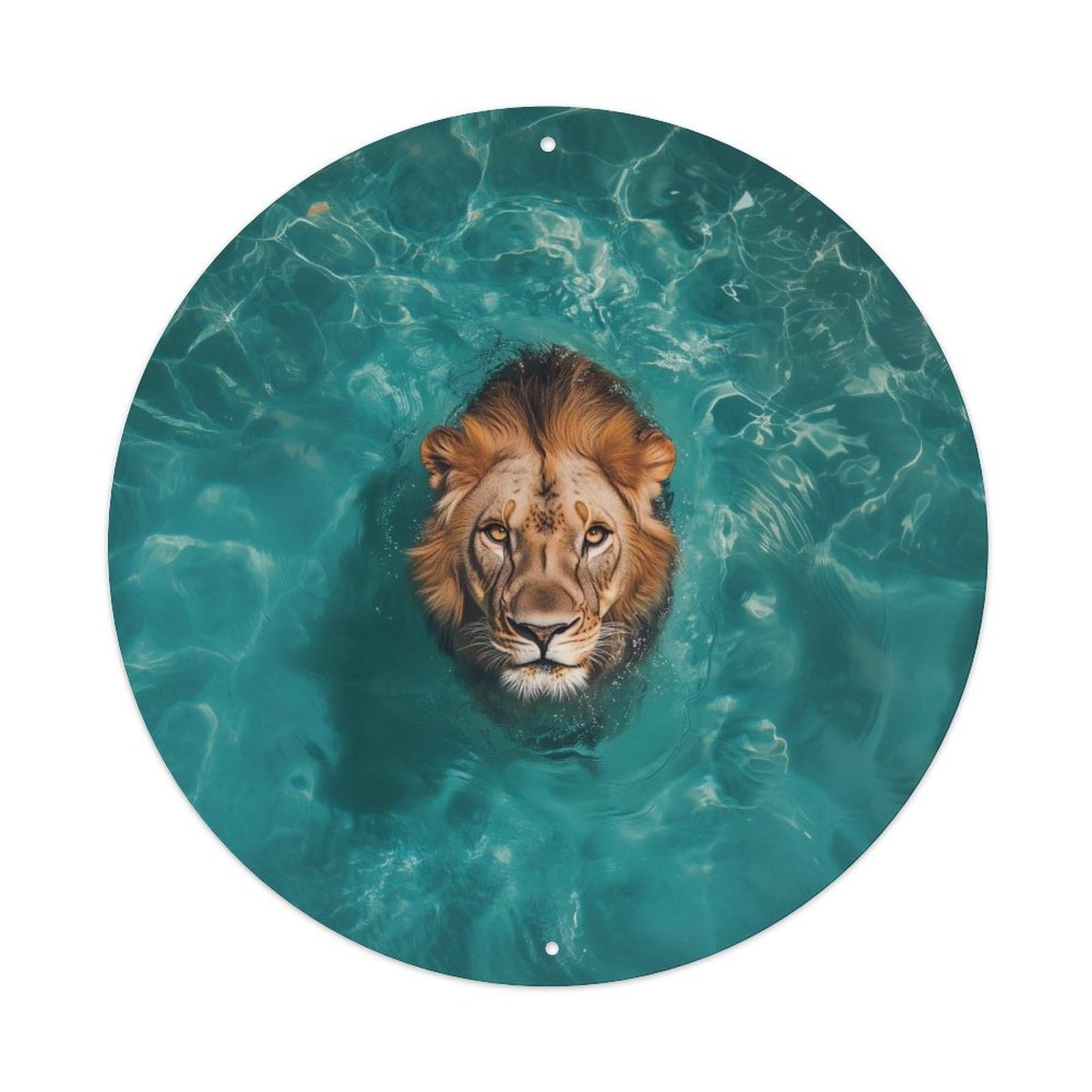 Cwbufd Vintage Style Animal Swimming Lion Vintage Metal Tin Sign Plaque Wall Decor For Cafe, Club Bar, Office, Garden Metal Poster 8X8inch