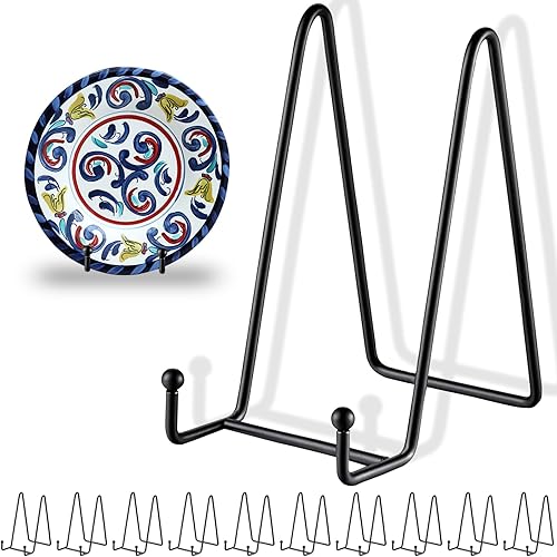 Miniatura 10 de SEUNGCH 12 soportes negros de 4.3 pulgadas para exhibiciones, caballetes de hierro para portarretratos de hierro, soporte de exhibición de libros de