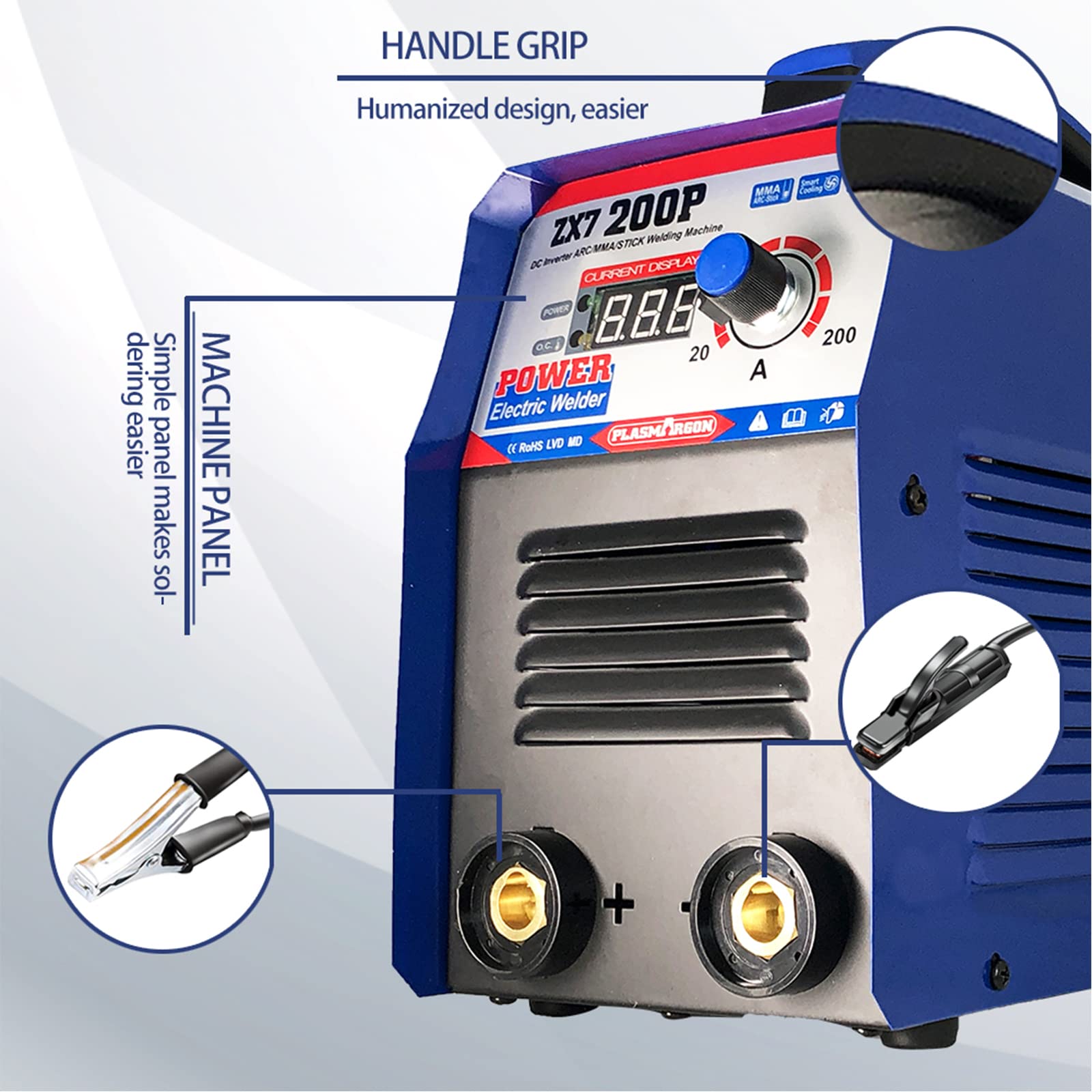Mini Inverter ARC MMA Schweißmaschine Tragbare Schweißmaschine IGBT Digital für Schweißmaschinen Haus Anfänger Schweißen DC 220V 200A (ZX7-200)