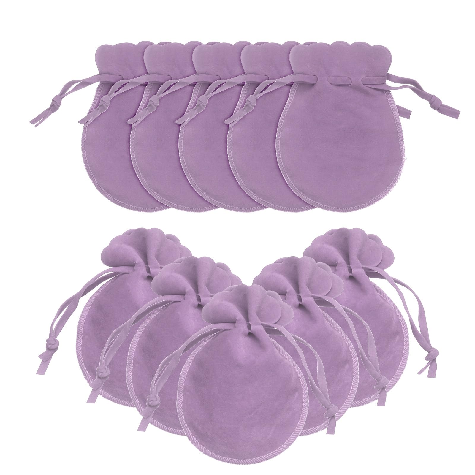 sourcing map 10 Pcs Small Velvet Drawstring Pouches, 3.5" x 4.7" Flannel Calabash Shape Drawstring Jewelry Pouches Velvet Jewelry Bags for Wedding Birthday Party Favors, Purple