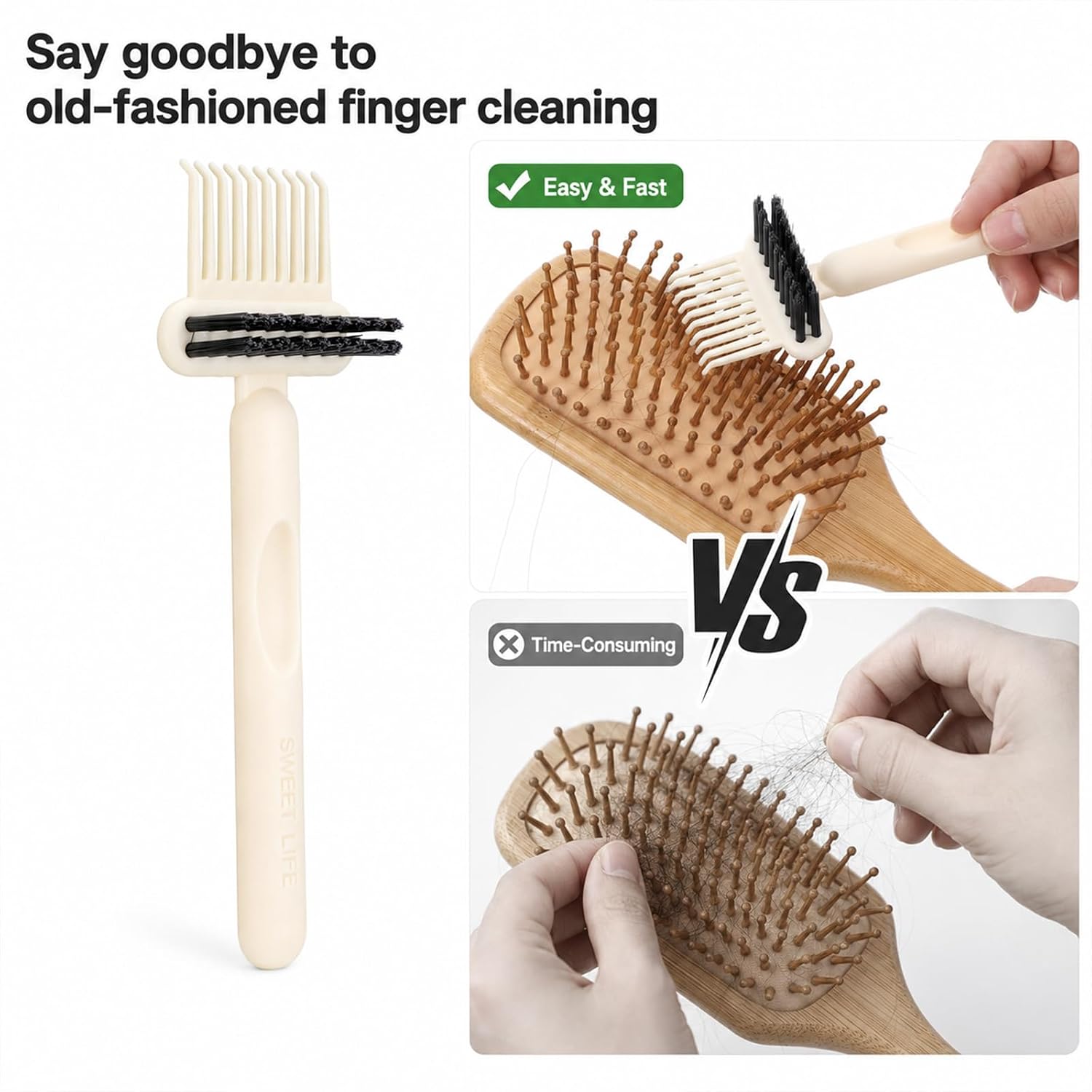 2Pcs 2in1 Hair Brush Cleaner Remover Tool Portable Comb Dust Cleaner