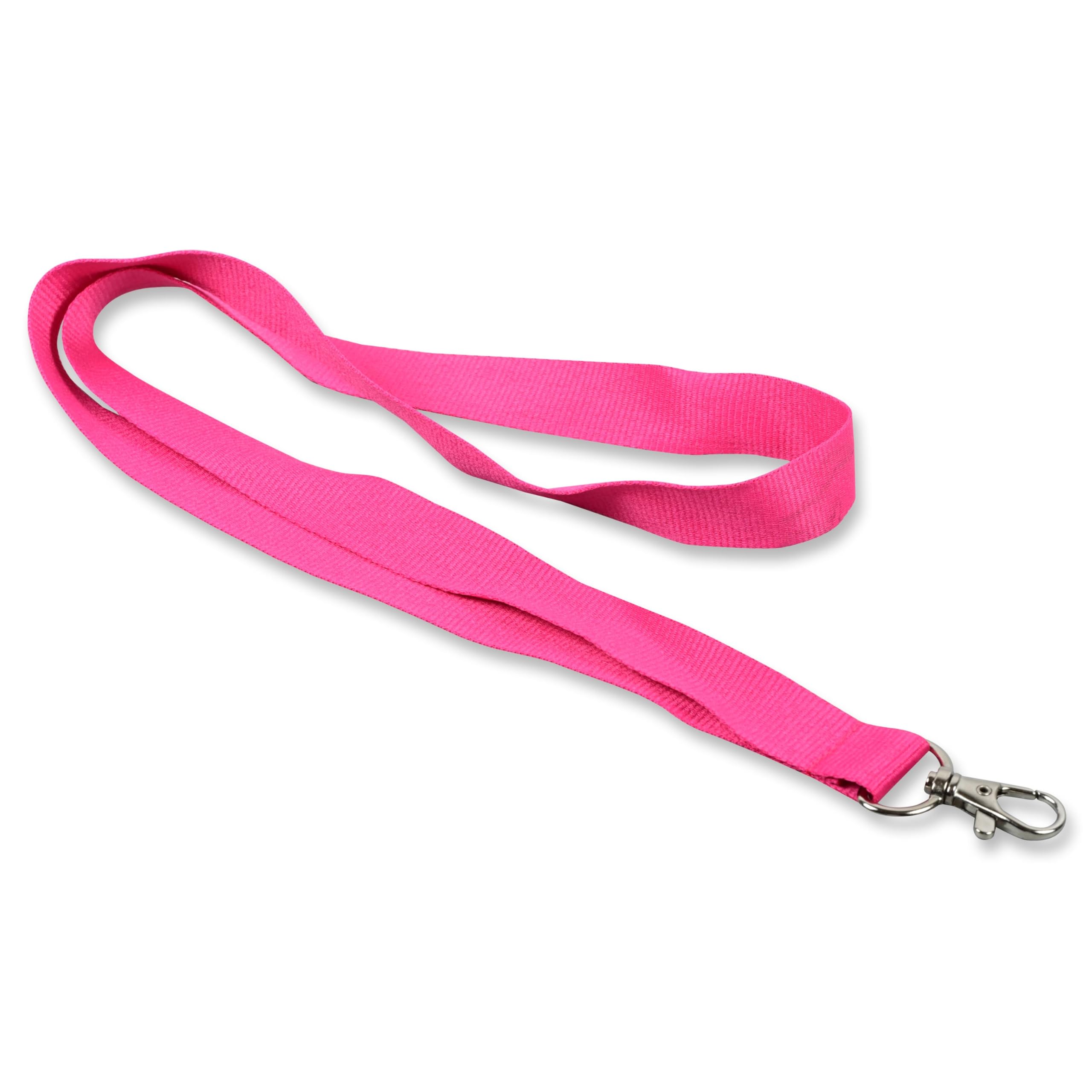 Flat Lanyard With Metal Hook Pink/silver Pack of 50 Pieces
