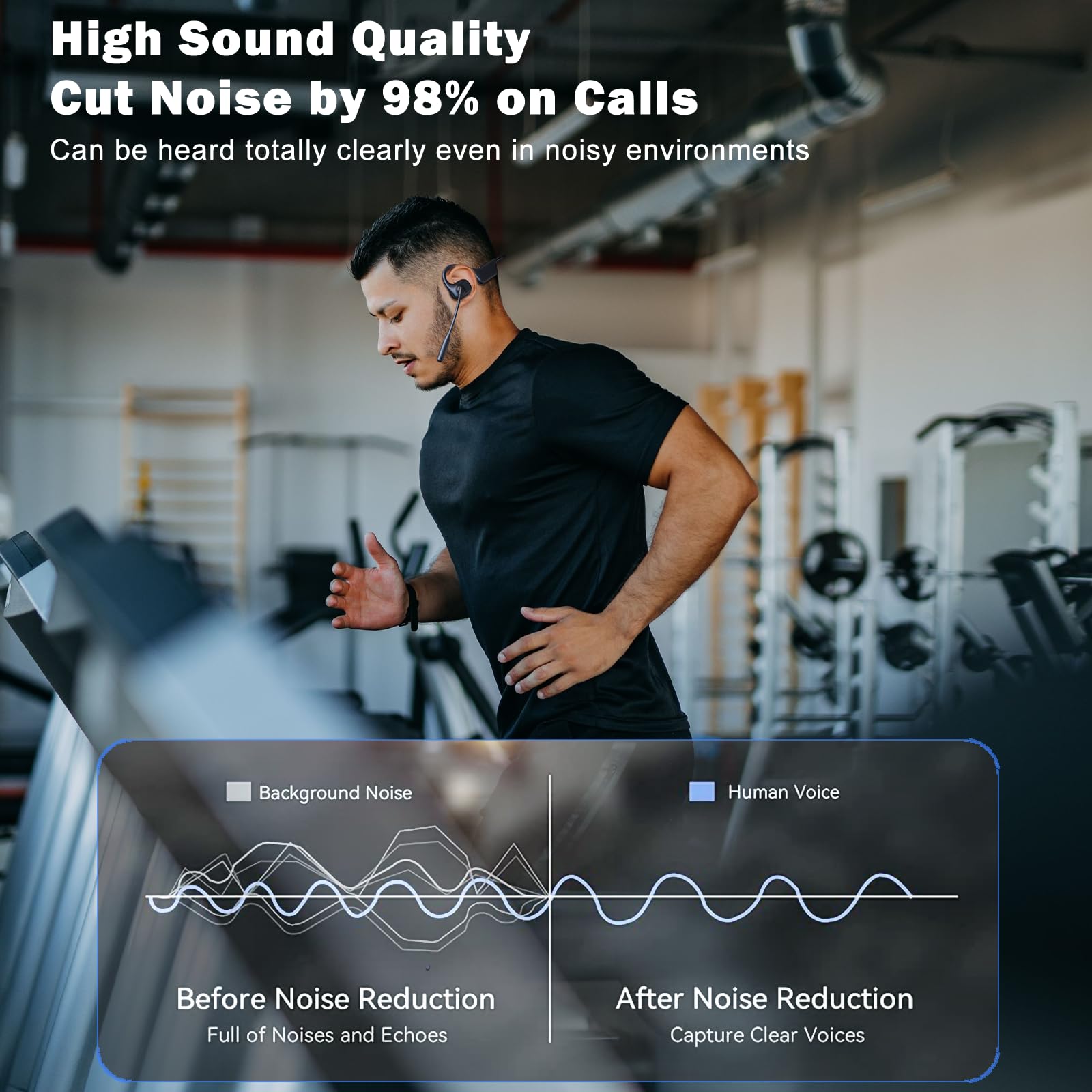 Caymuller Open Ear Headphones with Mic, Bluetooth Wireless Headset with Microphone, Multipoint Connect Bluetooth 5.3 Headphone, Sweatproof Wireless Headset for Work, Driving, Running, Workouts 3