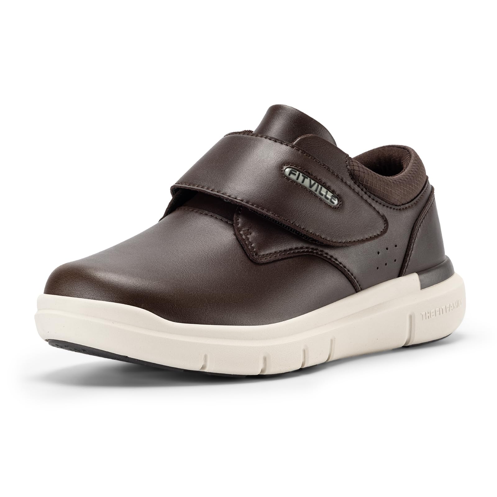 FitVille Scarpe Uomo Pelle Extra Larghe Scarpe con Chiusura a Strappo Sneaker Regolabile per Piedi Sensibili